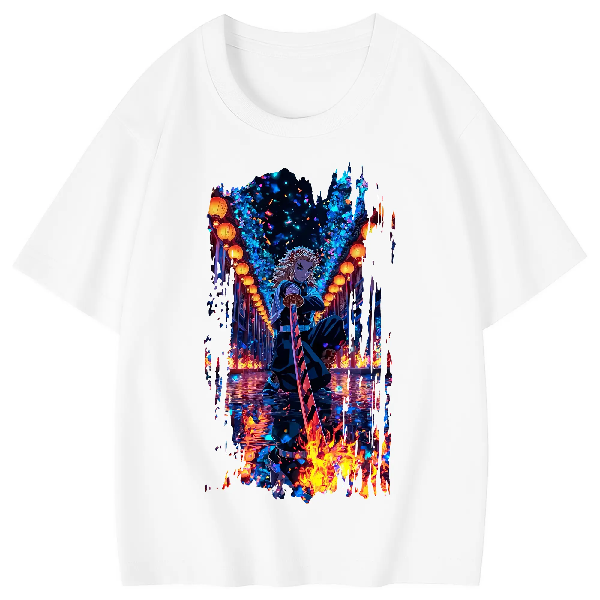 鬼滅の刃 グッズ,煉獄 杏寿郎 - 綿100％ キッズTシャツ ・ フロントプリント ・ 快適 通気性 ・ スポーツ カジュアル 散歩用