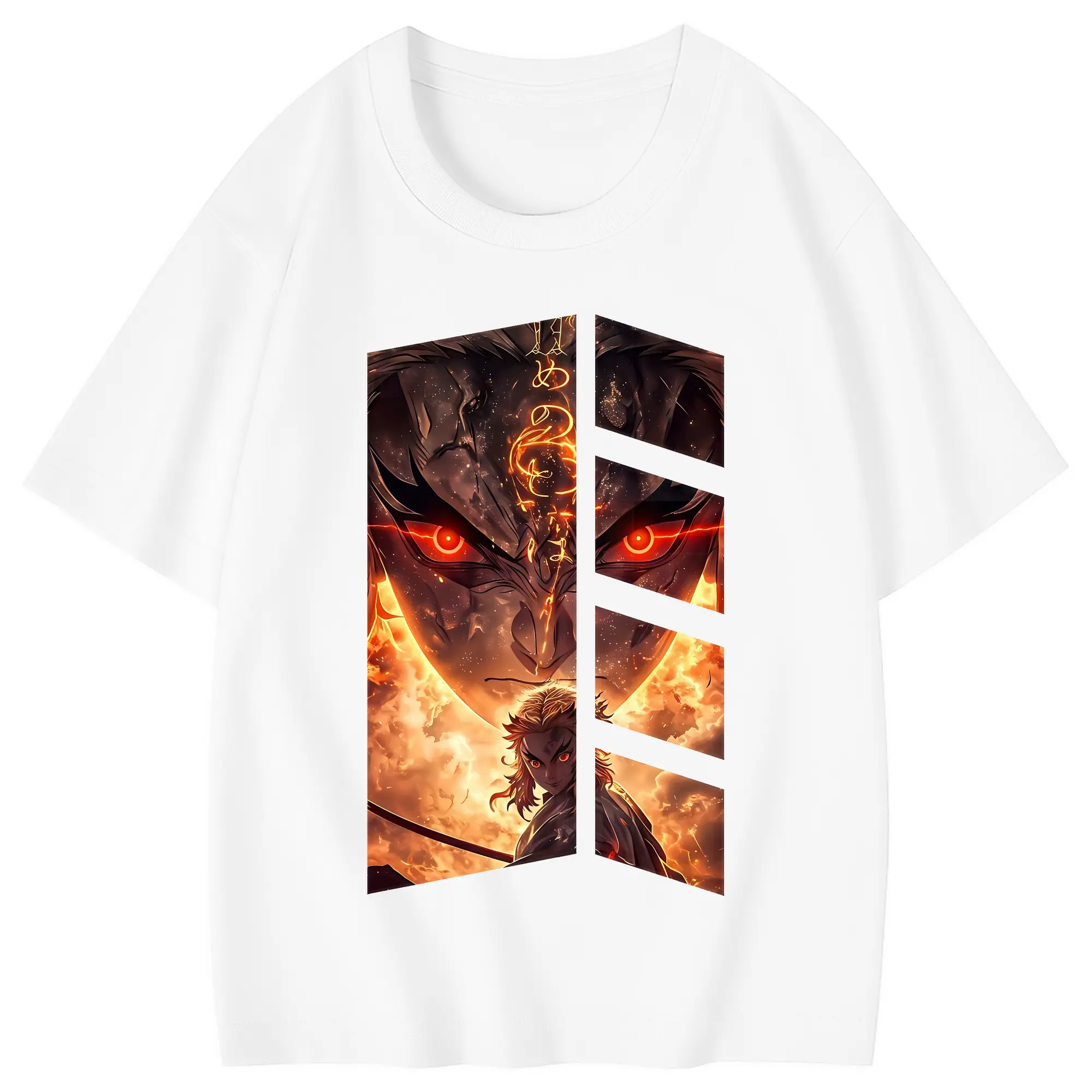 鬼滅の刃 グッズ,煉獄 杏寿郎 - 綿100％ キッズTシャツ ・ フロントプリント ・ 快適 通気性 ・ スポーツ カジュアル 散歩用