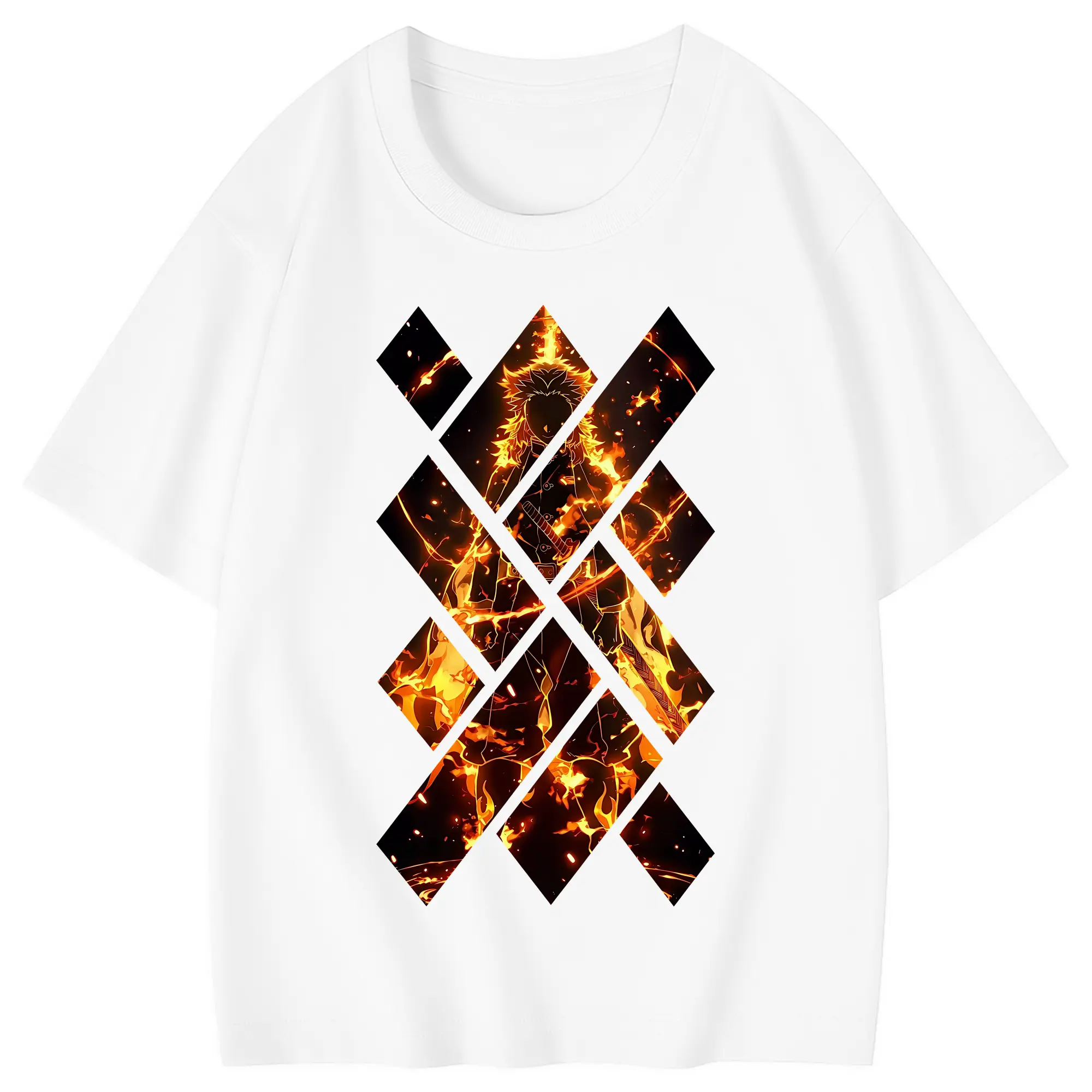 鬼滅の刃 グッズ,煉獄 杏寿郎 - 綿100％ キッズTシャツ ・ フロントプリント ・ 快適 通気性 ・ スポーツ カジュアル 散歩用