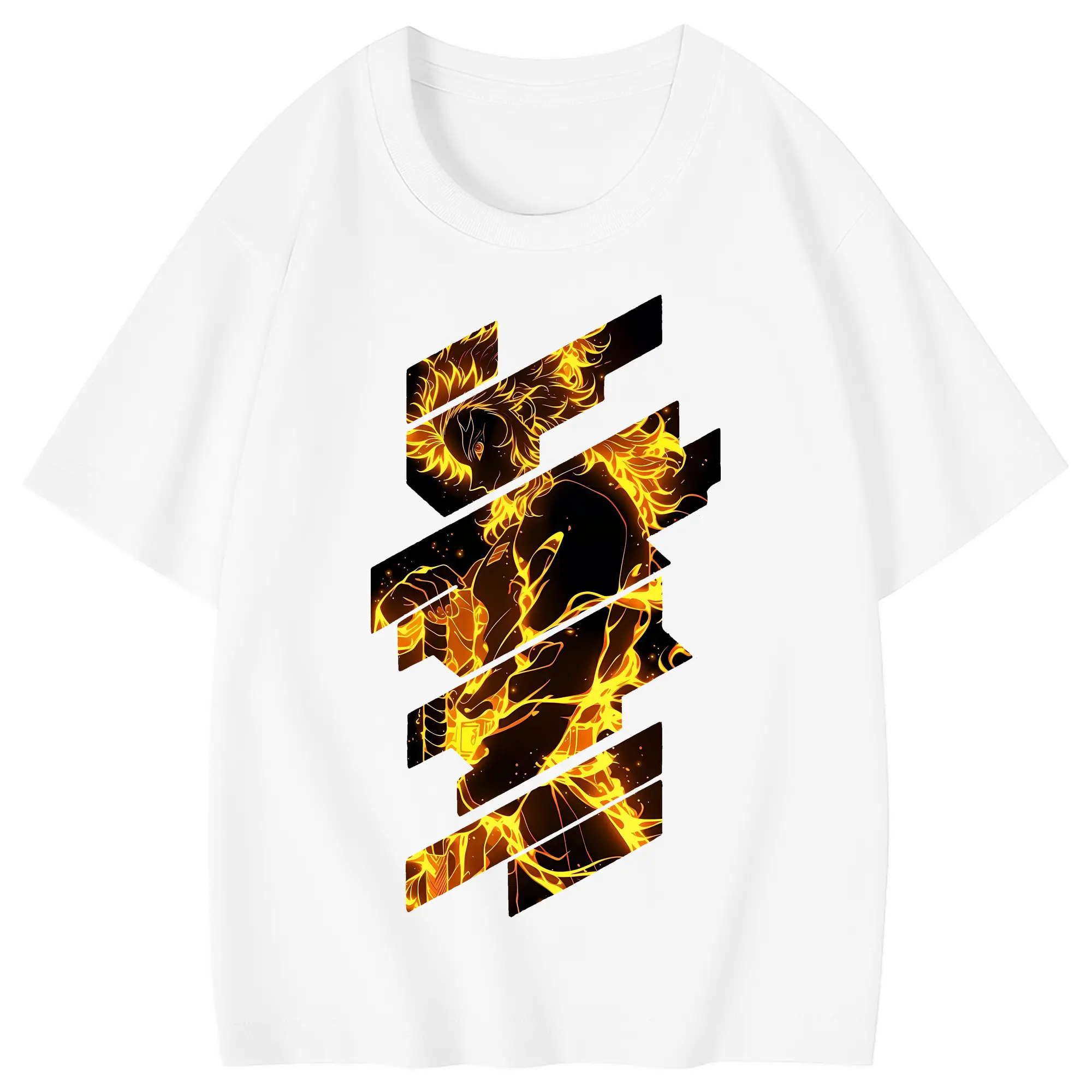 鬼滅の刃 グッズ,煉獄 杏寿郎 - 綿100％ キッズTシャツ ・ フロントプリント ・ 快適 通気性 ・ スポーツ カジュアル 散歩用