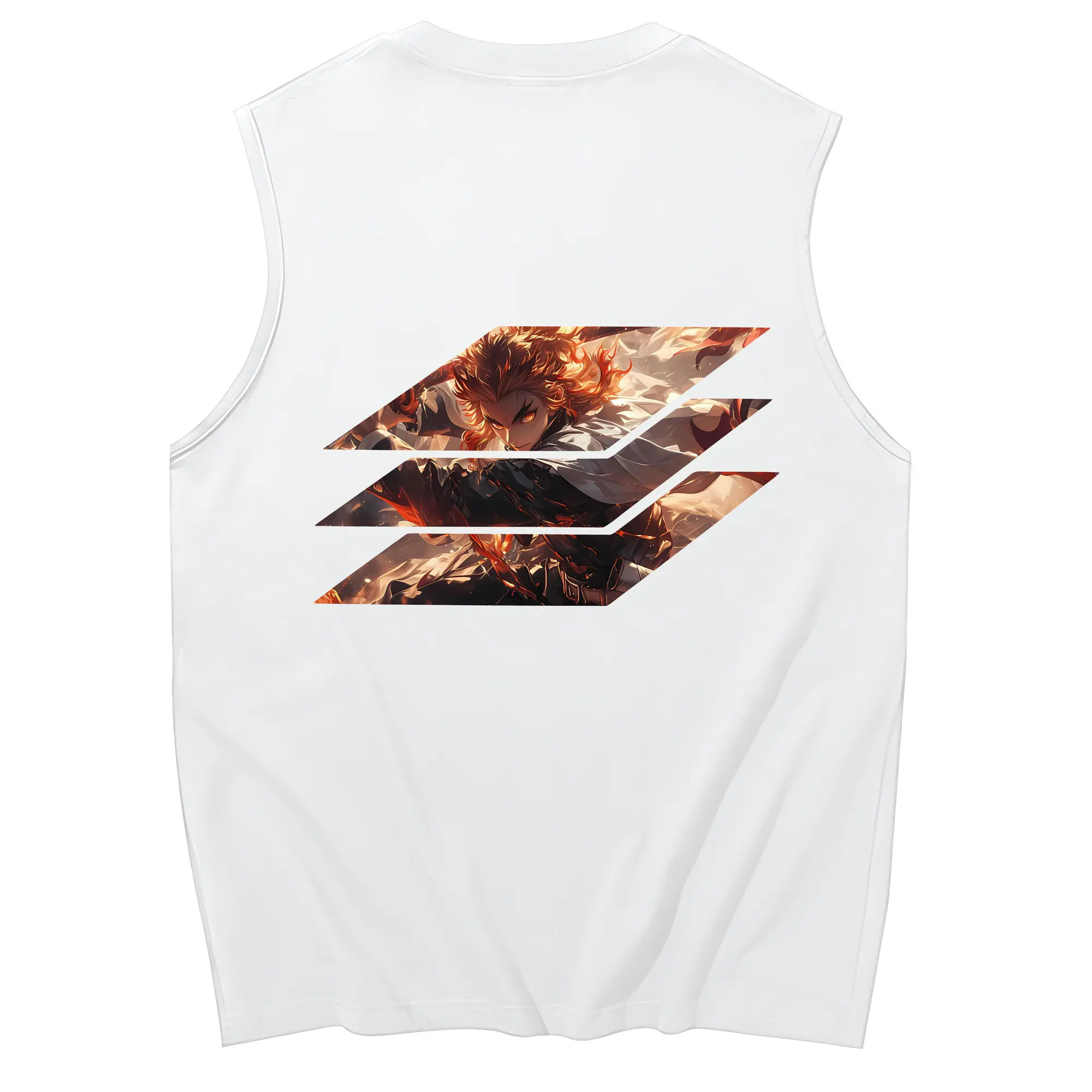 鬼滅の刃 グッズ,煉獄 杏寿郎 - コットン100％ タンクトップ ・ 背面プリント ・ タイトシルエット ・ 快適 通気性 ・ スポーツ カジュアル 散歩用