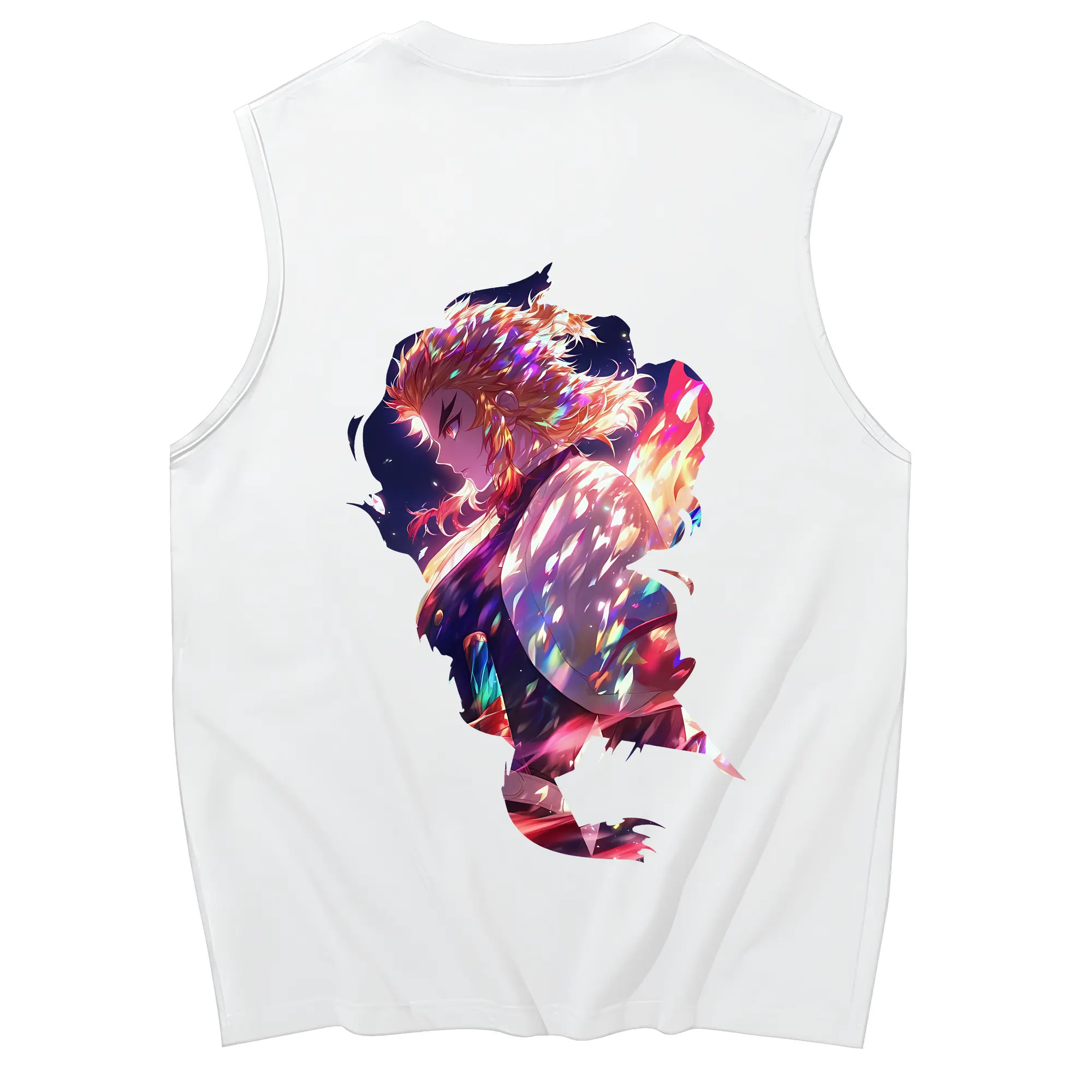 鬼滅の刃 グッズ,煉獄 杏寿郎 - コットン100％ タンクトップ ・ 背面プリント ・ タイトシルエット ・ 快適 通気性 ・ スポーツ カジュアル 散歩用