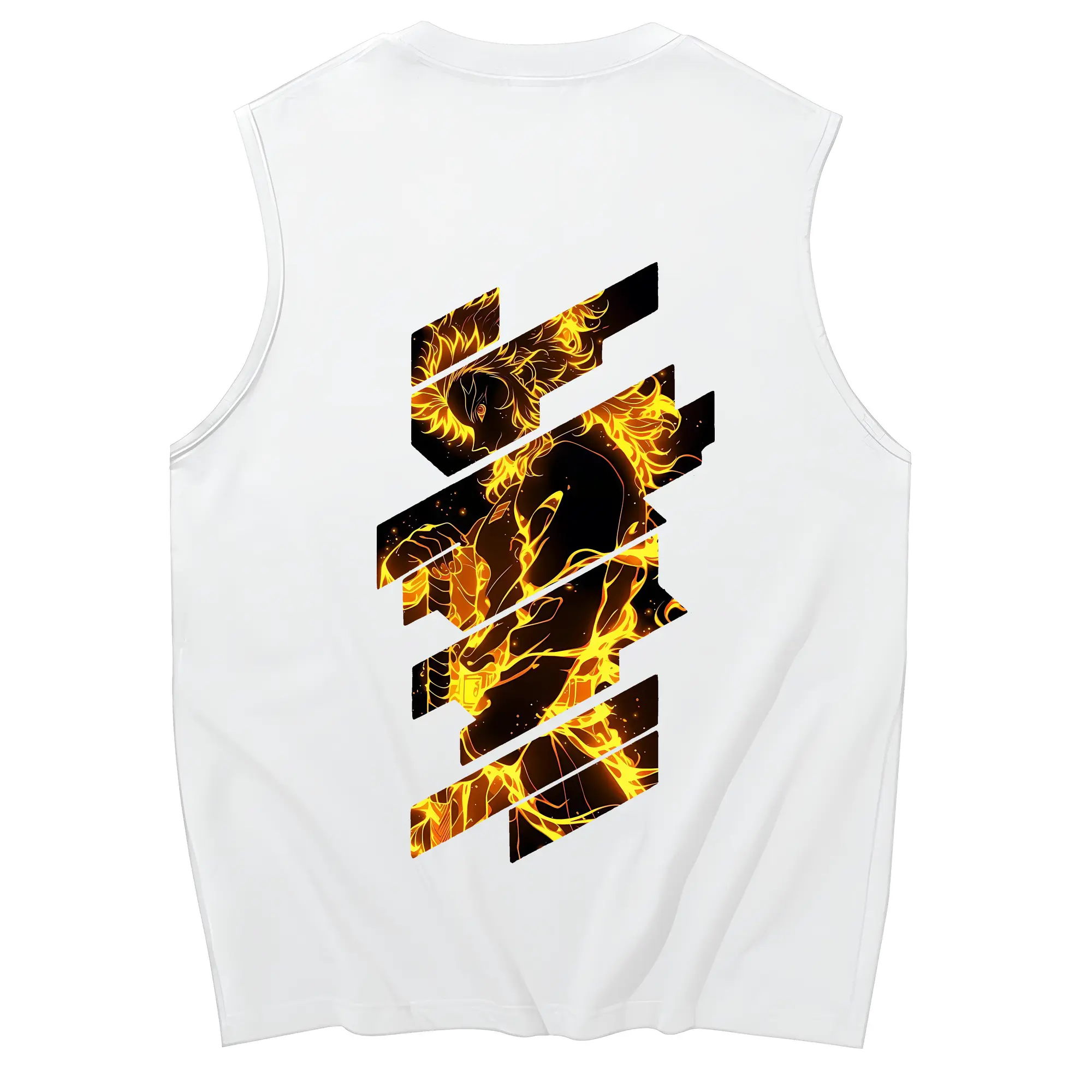 鬼滅の刃 グッズ,煉獄 杏寿郎 - コットン100％ タンクトップ ・ 背面プリント ・ タイトシルエット ・ 快適 通気性 ・ スポーツ カジュアル 散歩用