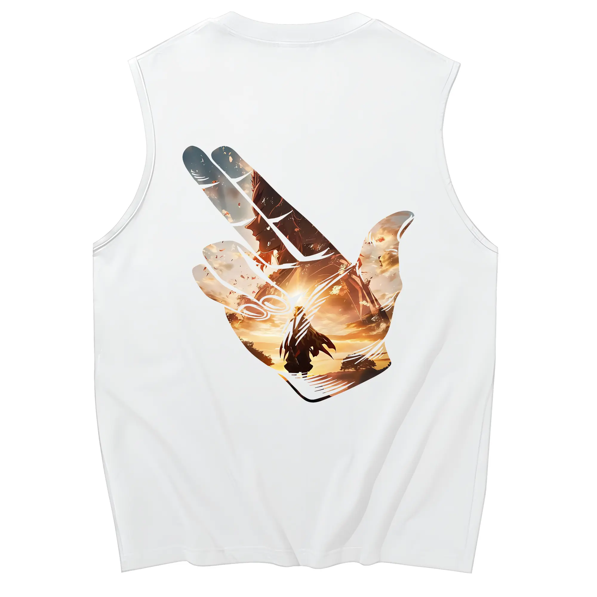 鬼滅の刃 グッズ,煉獄 杏寿郎 - コットン100％ タンクトップ ・ 背面プリント ・ タイトシルエット ・ 快適 通気性 ・ スポーツ カジュアル 散歩用