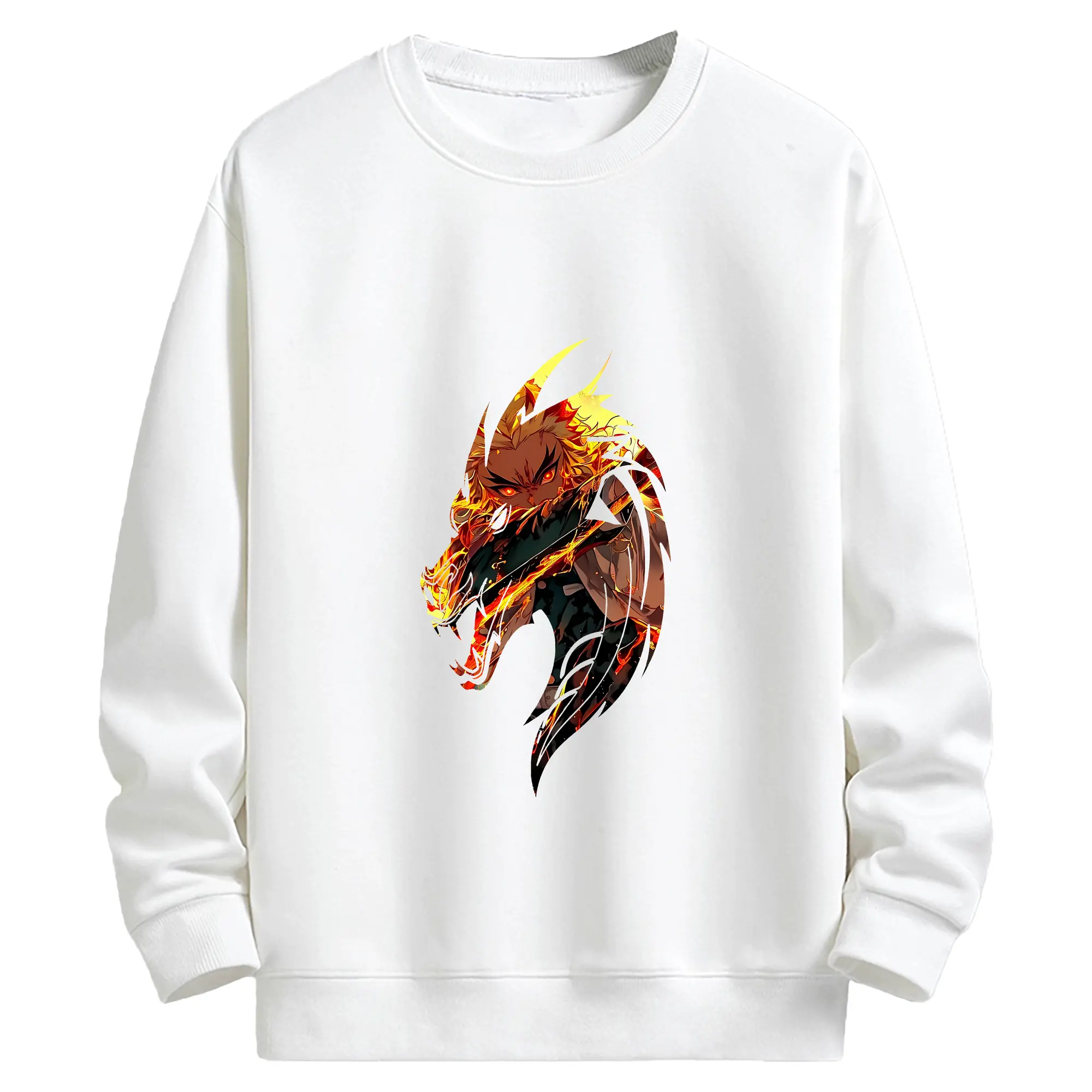 鬼滅の刃 グッズ,煉獄 杏寿郎 - 高品質 クルーネック スウェット ・ コットン59％ ポリエステル41％ ・ ユニセックス 長袖 トレーナー ・ カジュアル デイリー スポーツ 散歩用