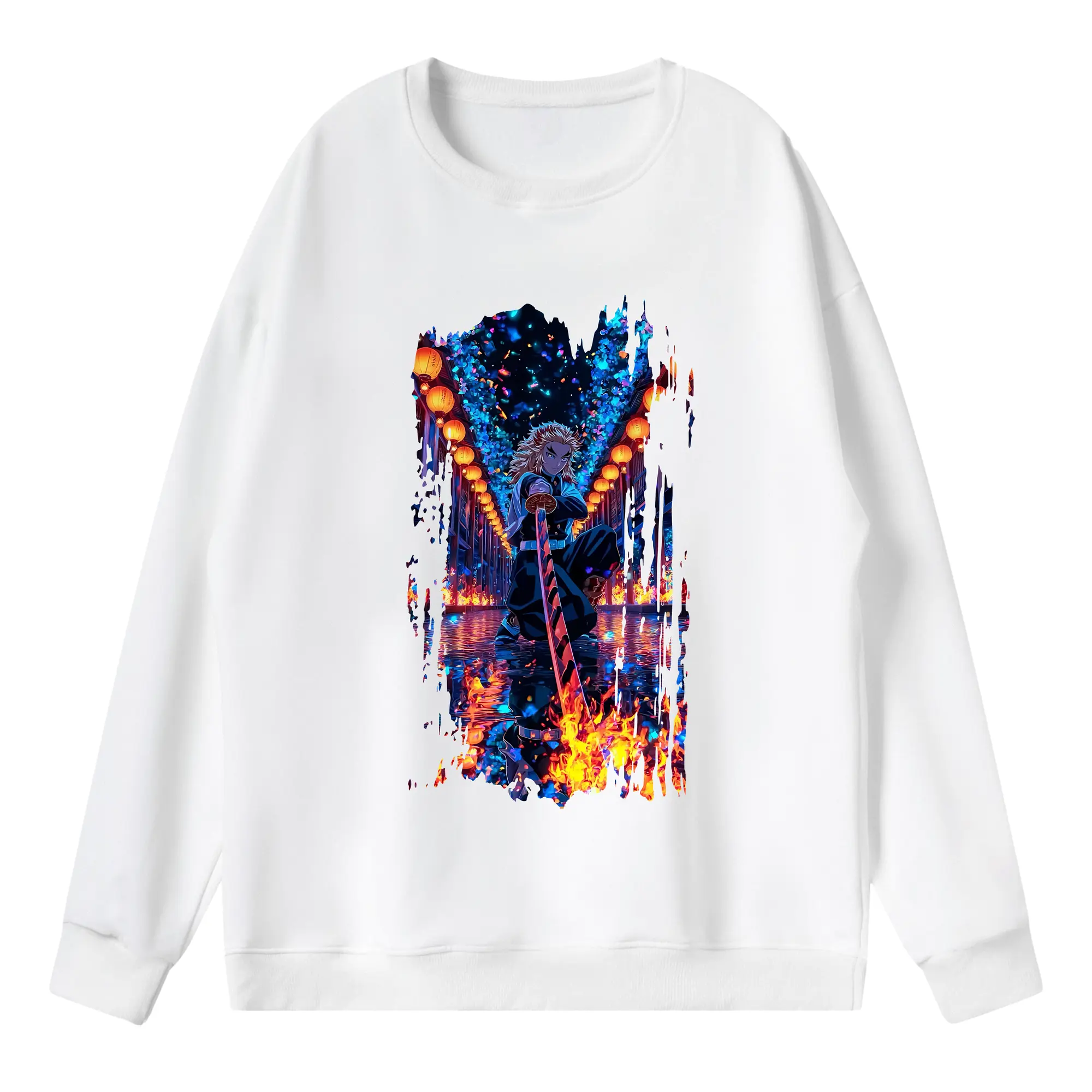 鬼滅の刃 グッズ,煉獄 杏寿郎 - 薄手 クルーネック スウェット 裏毛260g · ポリエステル 春秋向け カジュアル 男女兼用 · トレーナー デイリー スポーツ 散歩に最適