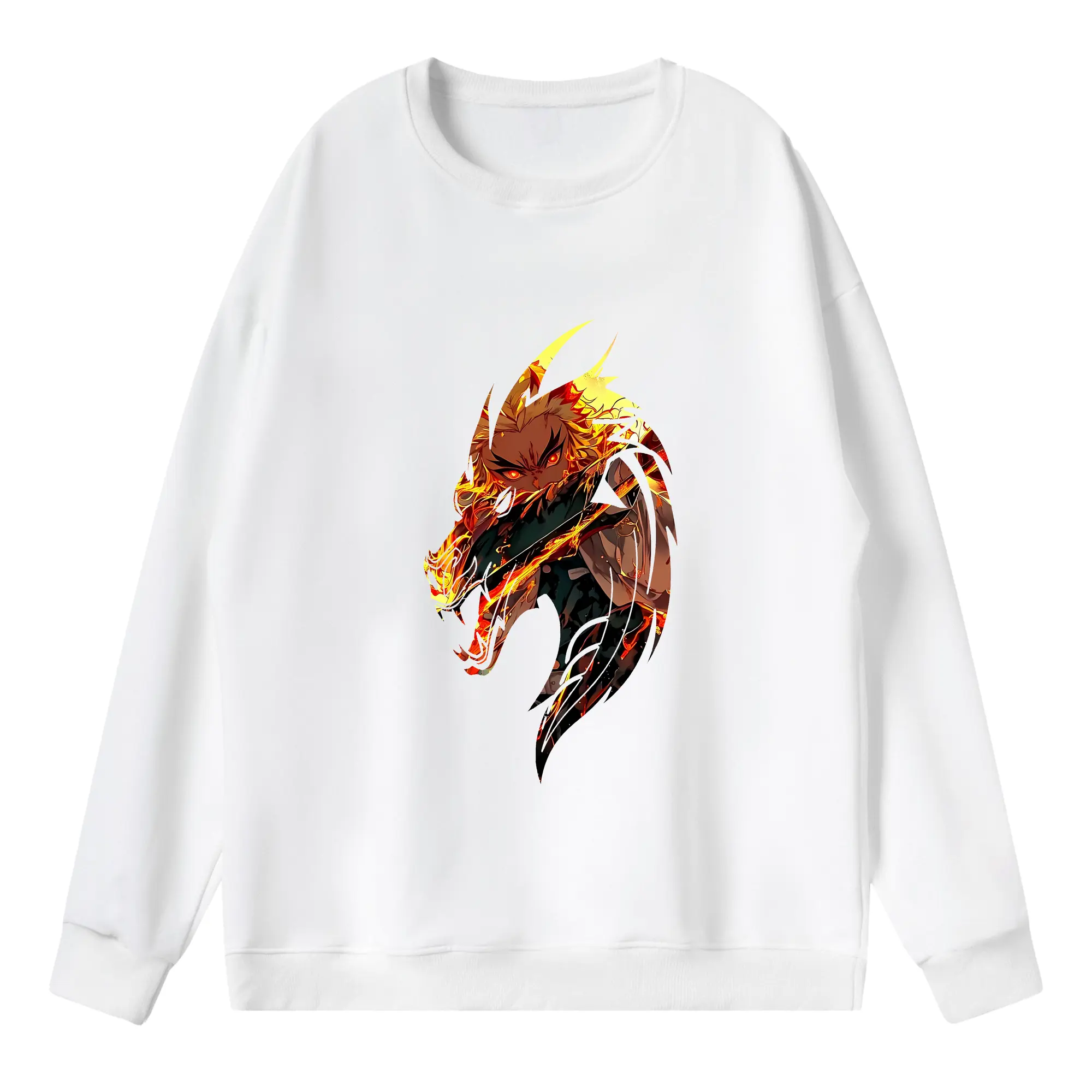 鬼滅の刃 グッズ,煉獄 杏寿郎 - 薄手 クルーネック スウェット 裏毛260g · ポリエステル 春秋向け カジュアル 男女兼用 · トレーナー デイリー スポーツ 散歩に最適