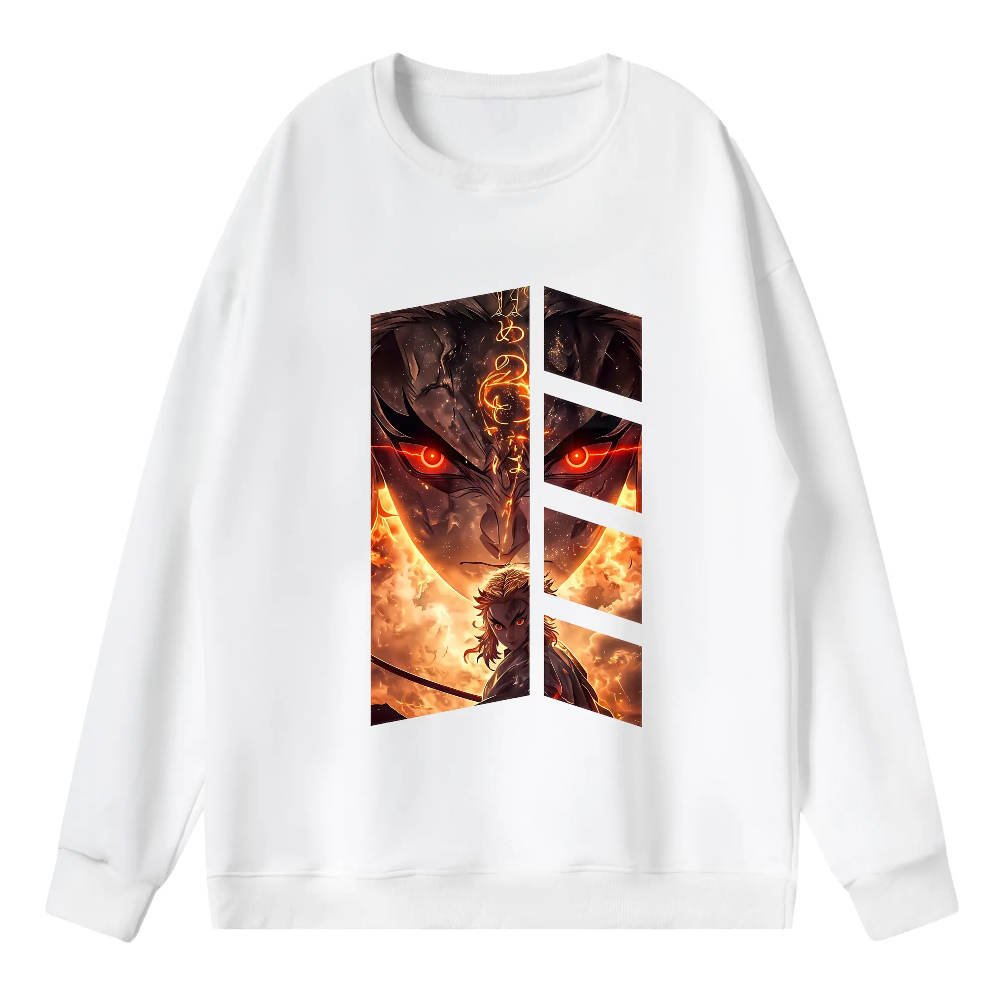 鬼滅の刃 グッズ,煉獄 杏寿郎 - 薄手 クルーネック スウェット 裏毛260g · ポリエステル 春秋向け カジュアル 男女兼用 · トレーナー デイリー スポーツ 散歩に最適