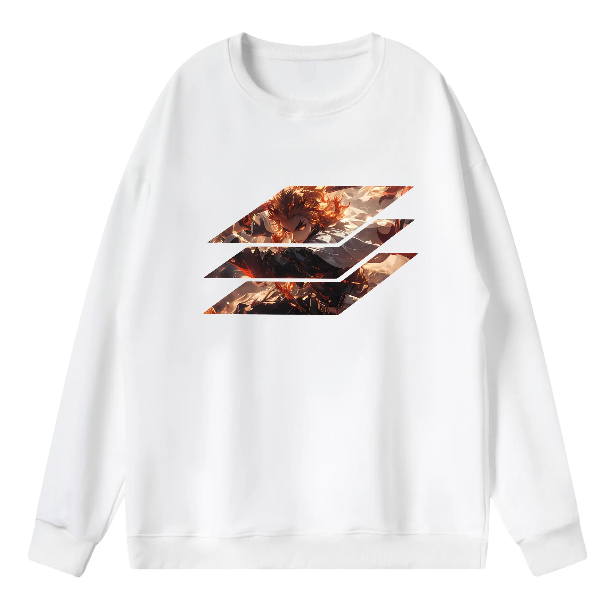 鬼滅の刃 グッズ,煉獄 杏寿郎 - 薄手 クルーネック スウェット 裏毛260g · ポリエステル 春秋向け カジュアル 男女兼用 · トレーナー デイリー スポーツ 散歩に最適