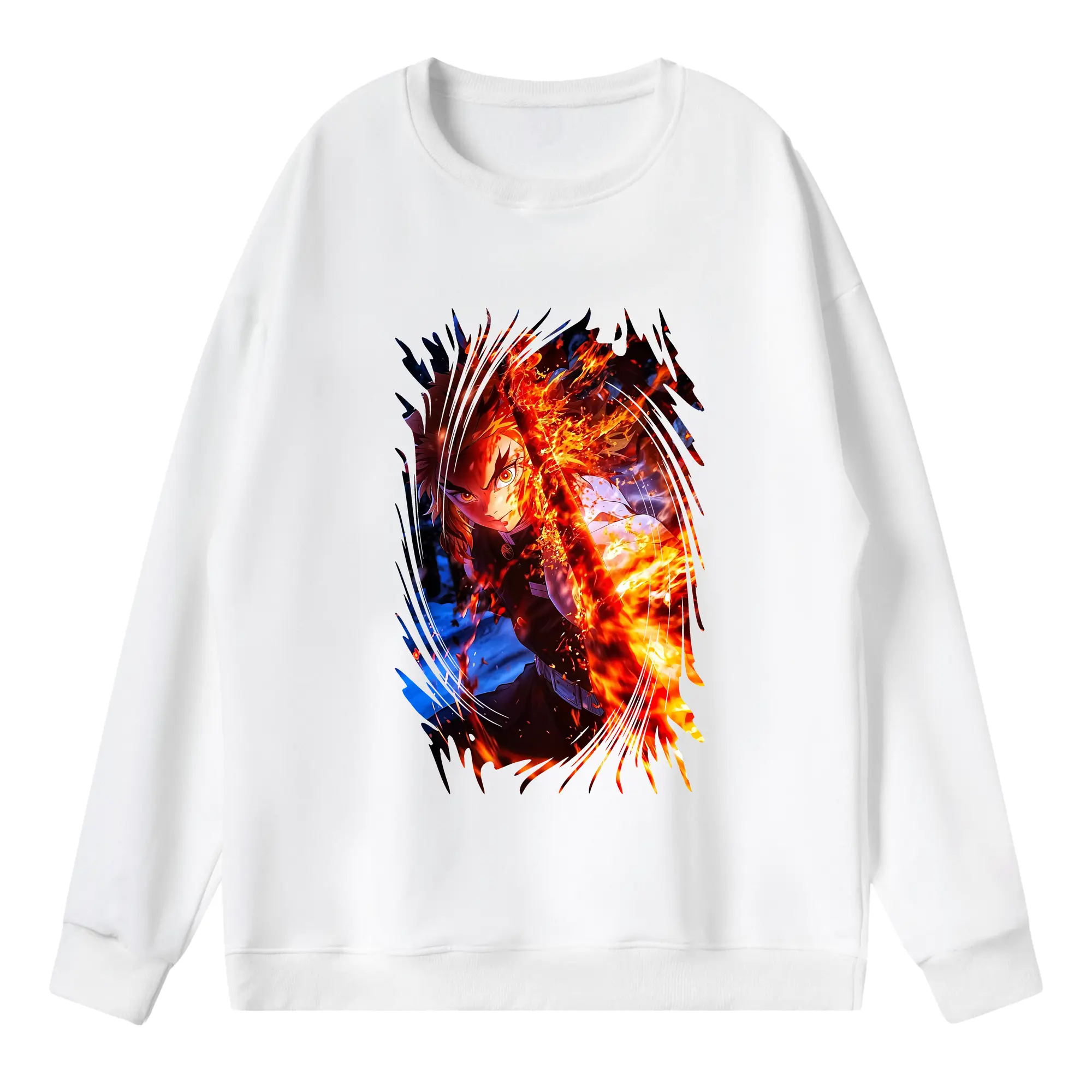 鬼滅の刃 グッズ,煉獄 杏寿郎 - 薄手 クルーネック スウェット 裏毛260g · ポリエステル 春秋向け カジュアル 男女兼用 · トレーナー デイリー スポーツ 散歩に最適