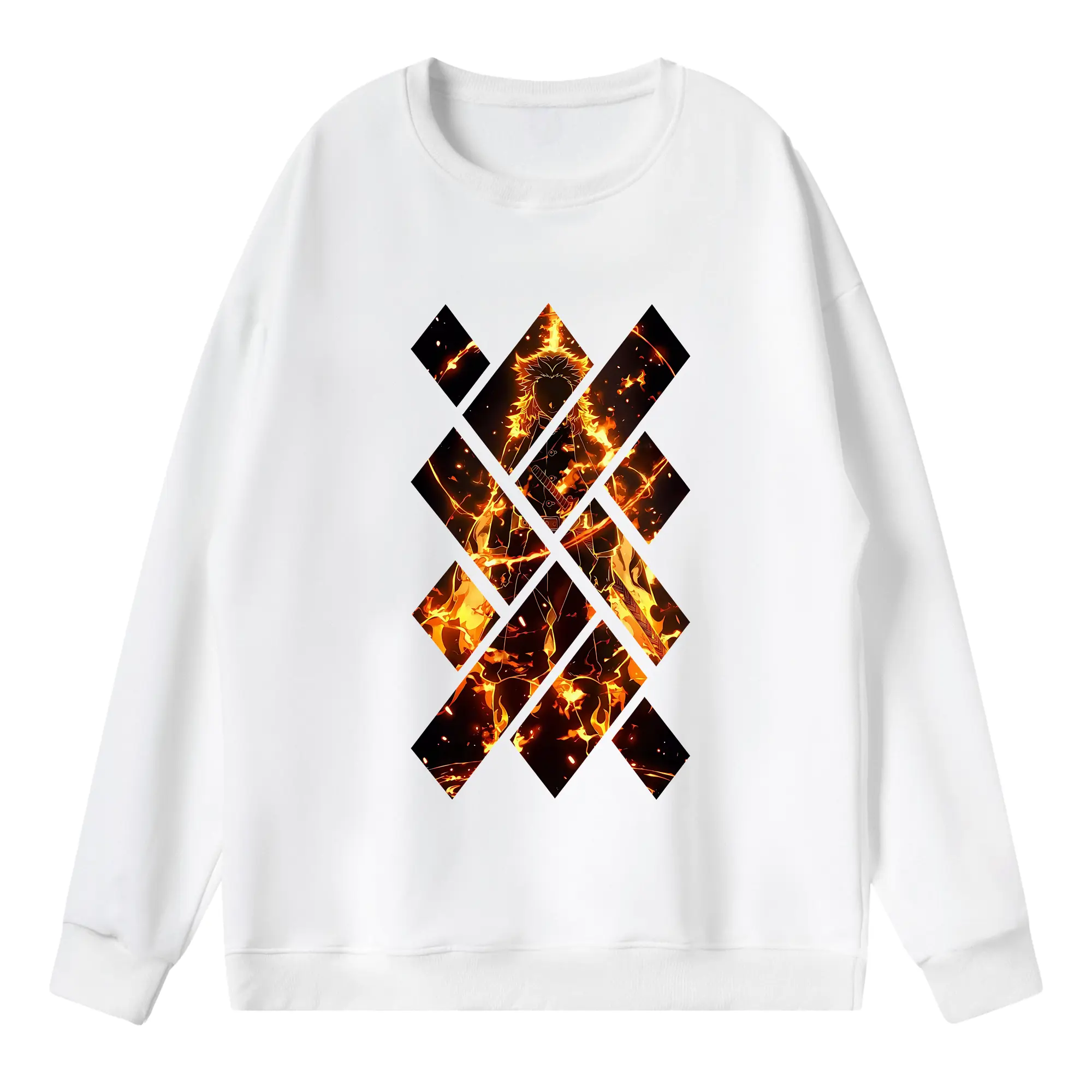 鬼滅の刃 グッズ,煉獄 杏寿郎 - 薄手 クルーネック スウェット 裏毛260g · ポリエステル 春秋向け カジュアル 男女兼用 · トレーナー デイリー スポーツ 散歩に最適