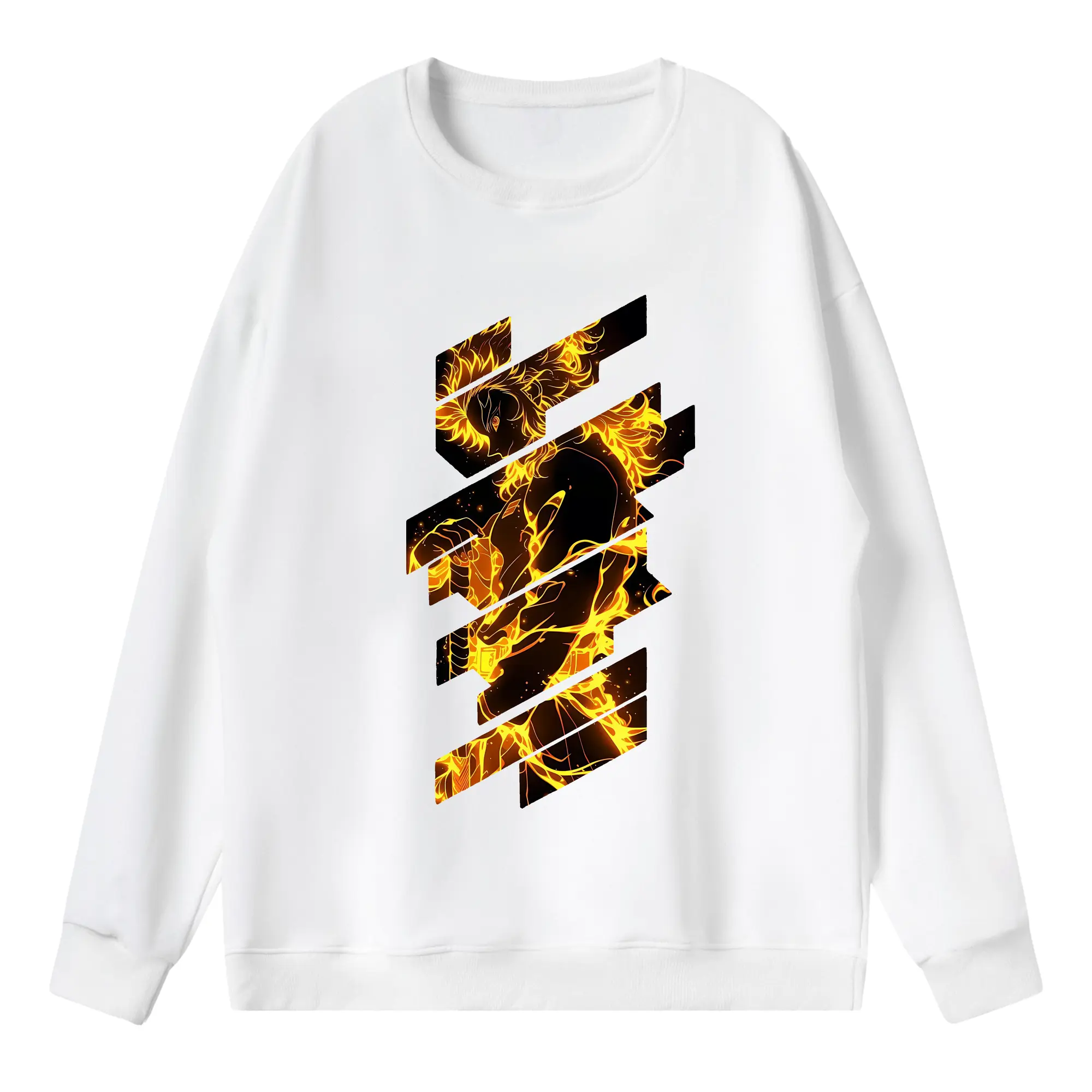 鬼滅の刃 グッズ,煉獄 杏寿郎 - 薄手 クルーネック スウェット 裏毛260g · ポリエステル 春秋向け カジュアル 男女兼用 · トレーナー デイリー スポーツ 散歩に最適