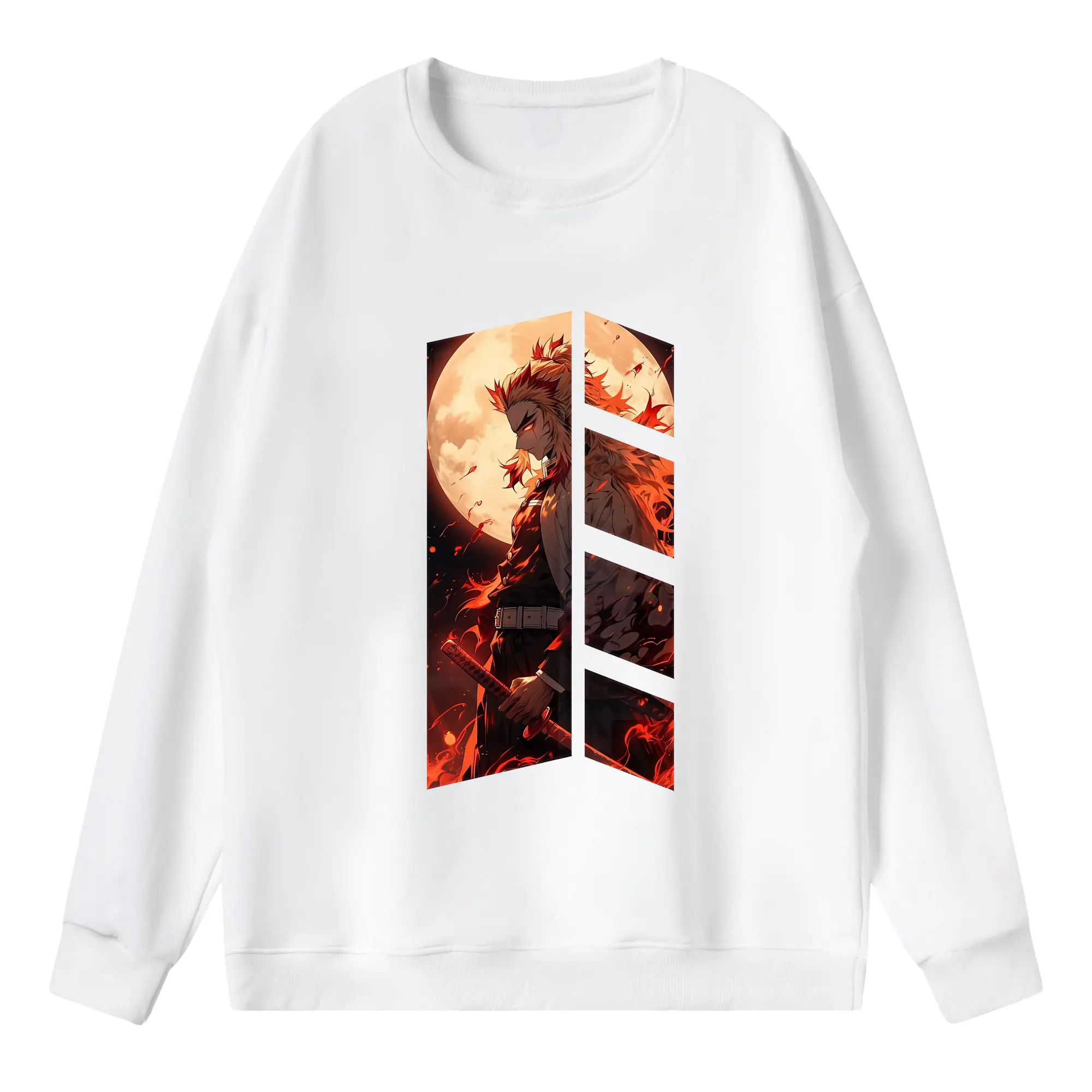 鬼滅の刃 グッズ,煉獄 杏寿郎 - 薄手 クルーネック スウェット 裏毛260g · ポリエステル 春秋向け カジュアル 男女兼用 · トレーナー デイリー スポーツ 散歩に最適