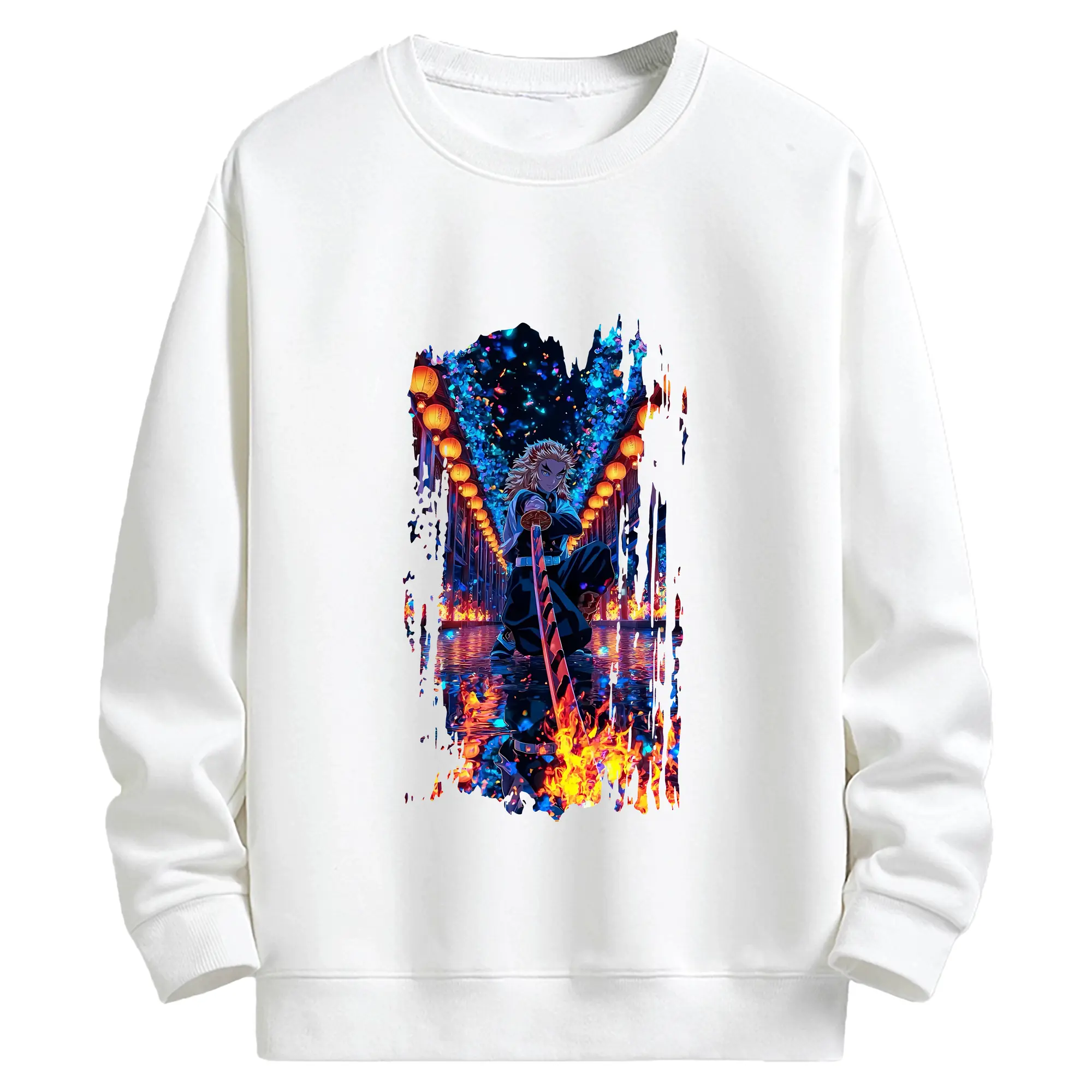 鬼滅の刃 グッズ,煉獄 杏寿郎 - キッズ クルーネックスウェットシャツ ・ フロントプリント ・ 綿80％ ポリエステル20％ ・ 快適 通学 スポーツ 日常使い お散歩用