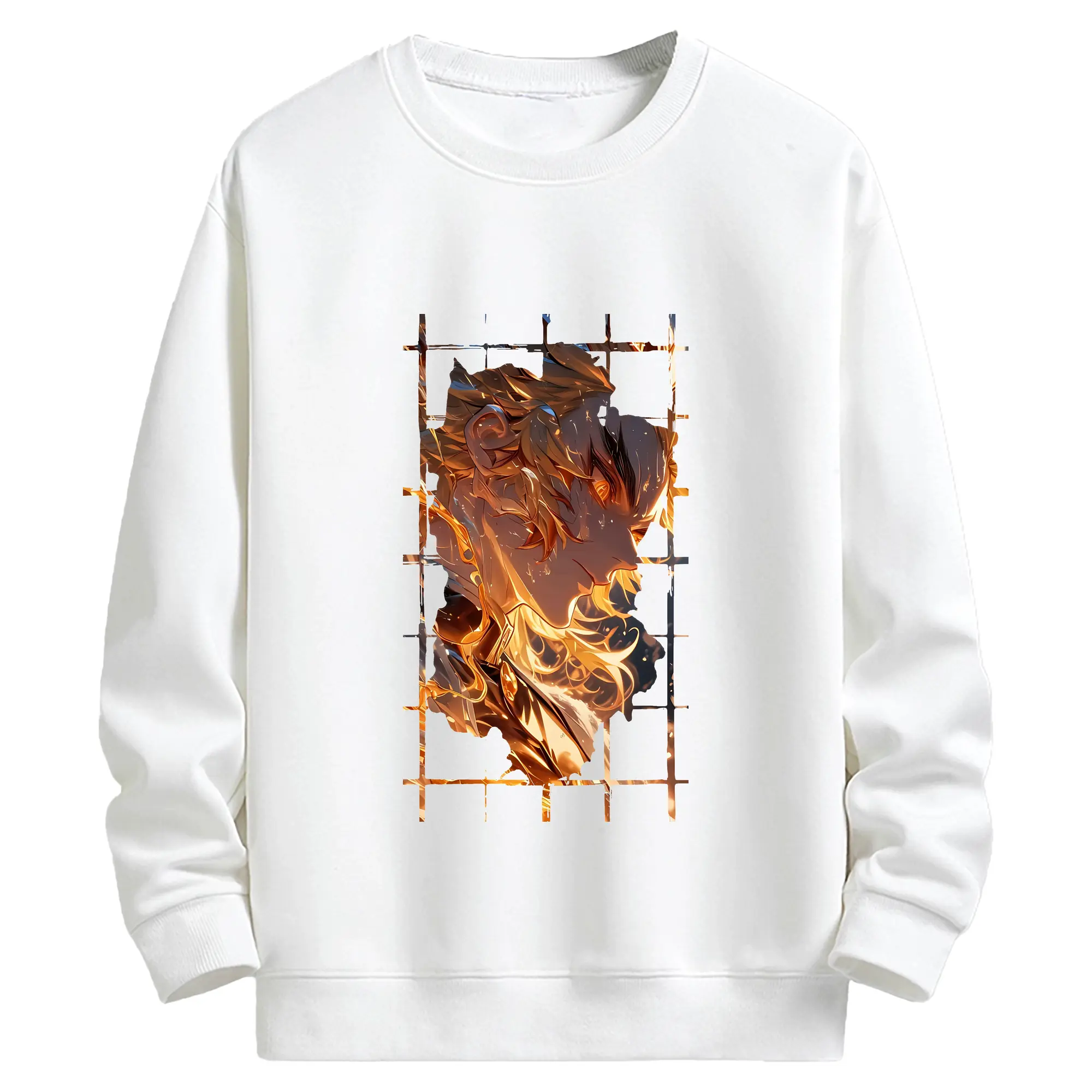 鬼滅の刃 グッズ,煉獄 杏寿郎 - キッズ クルーネックスウェットシャツ ・ フロントプリント ・ 綿80％ ポリエステル20％ ・ 快適 通学 スポーツ 日常使い お散歩用