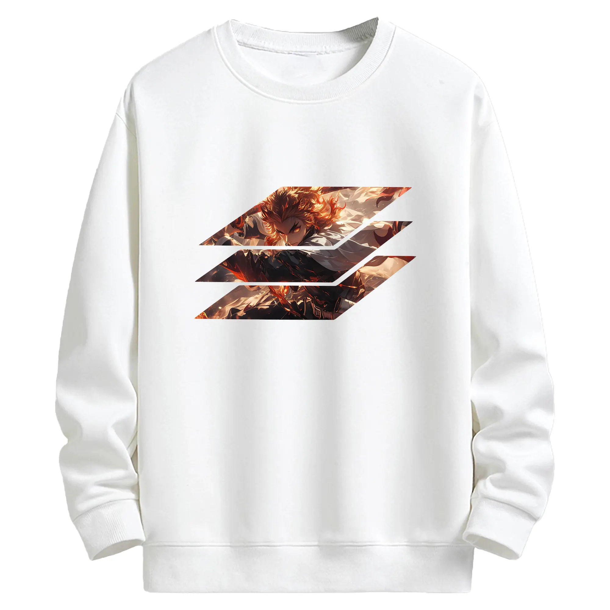 鬼滅の刃 グッズ,煉獄 杏寿郎 - キッズ クルーネックスウェットシャツ ・ フロントプリント ・ 綿80％ ポリエステル20％ ・ 快適 通学 スポーツ 日常使い お散歩用