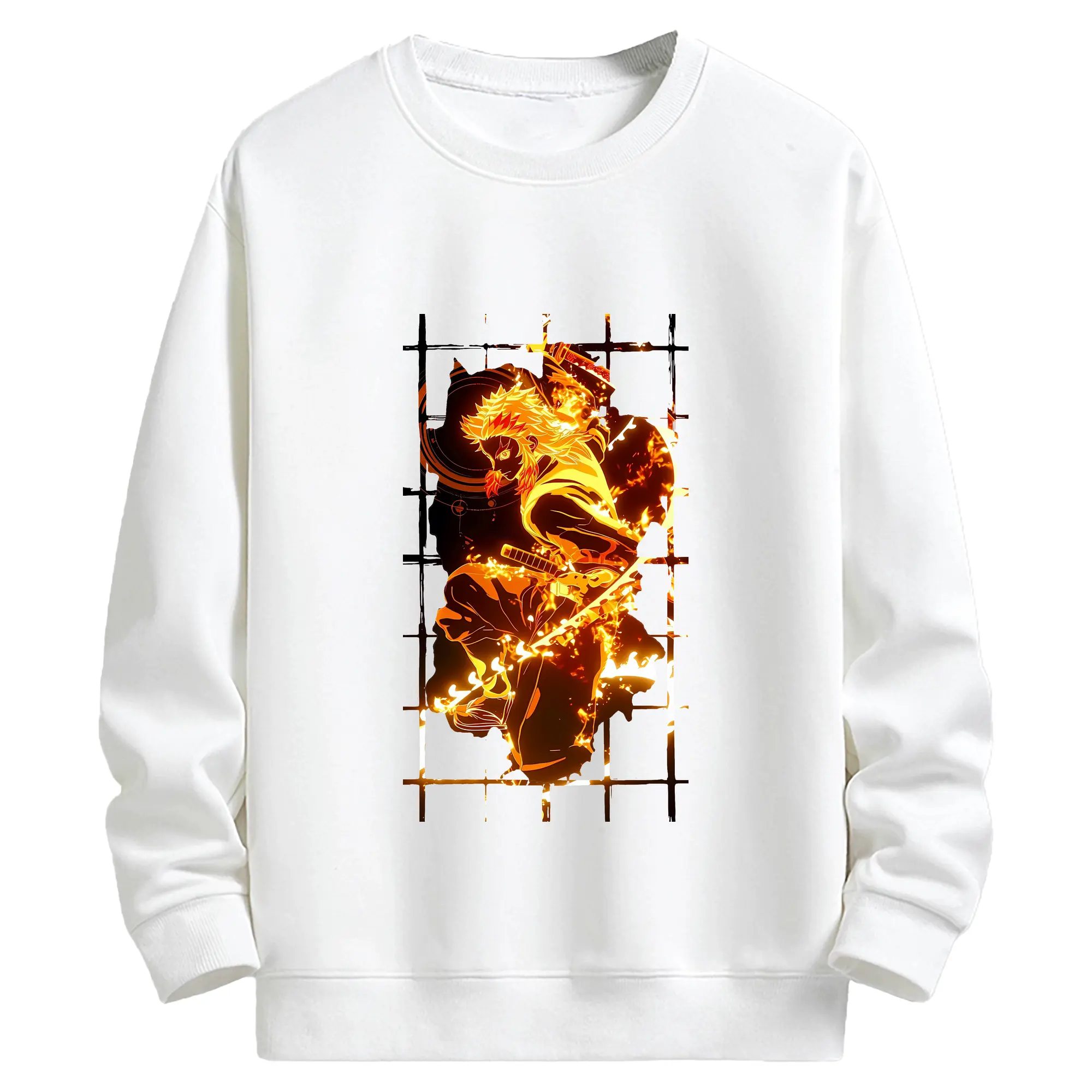 鬼滅の刃 グッズ,煉獄 杏寿郎 - キッズ クルーネックスウェットシャツ ・ フロントプリント ・ 綿80％ ポリエステル20％ ・ 快適 通学 スポーツ 日常使い お散歩用