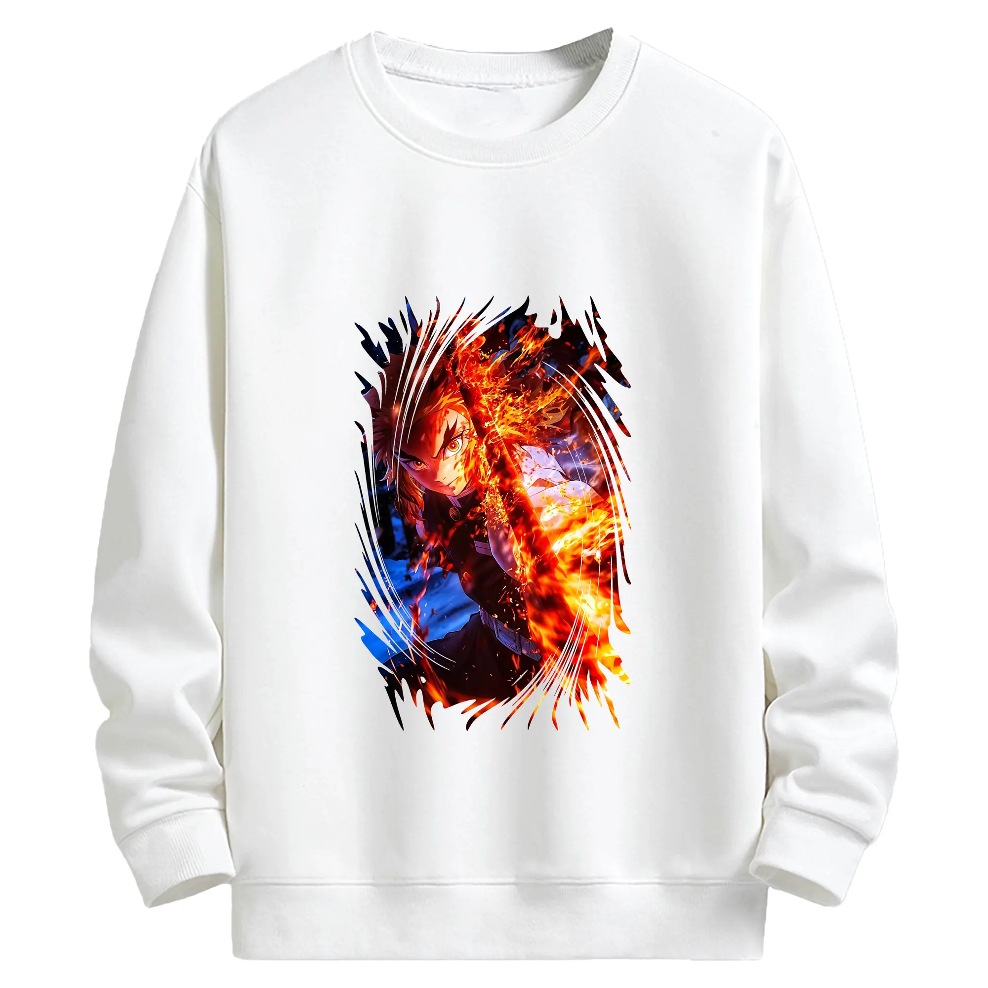 鬼滅の刃 グッズ,煉獄 杏寿郎 - キッズ クルーネックスウェットシャツ ・ フロントプリント ・ 綿80％ ポリエステル20％ ・ 快適 通学 スポーツ 日常使い お散歩用