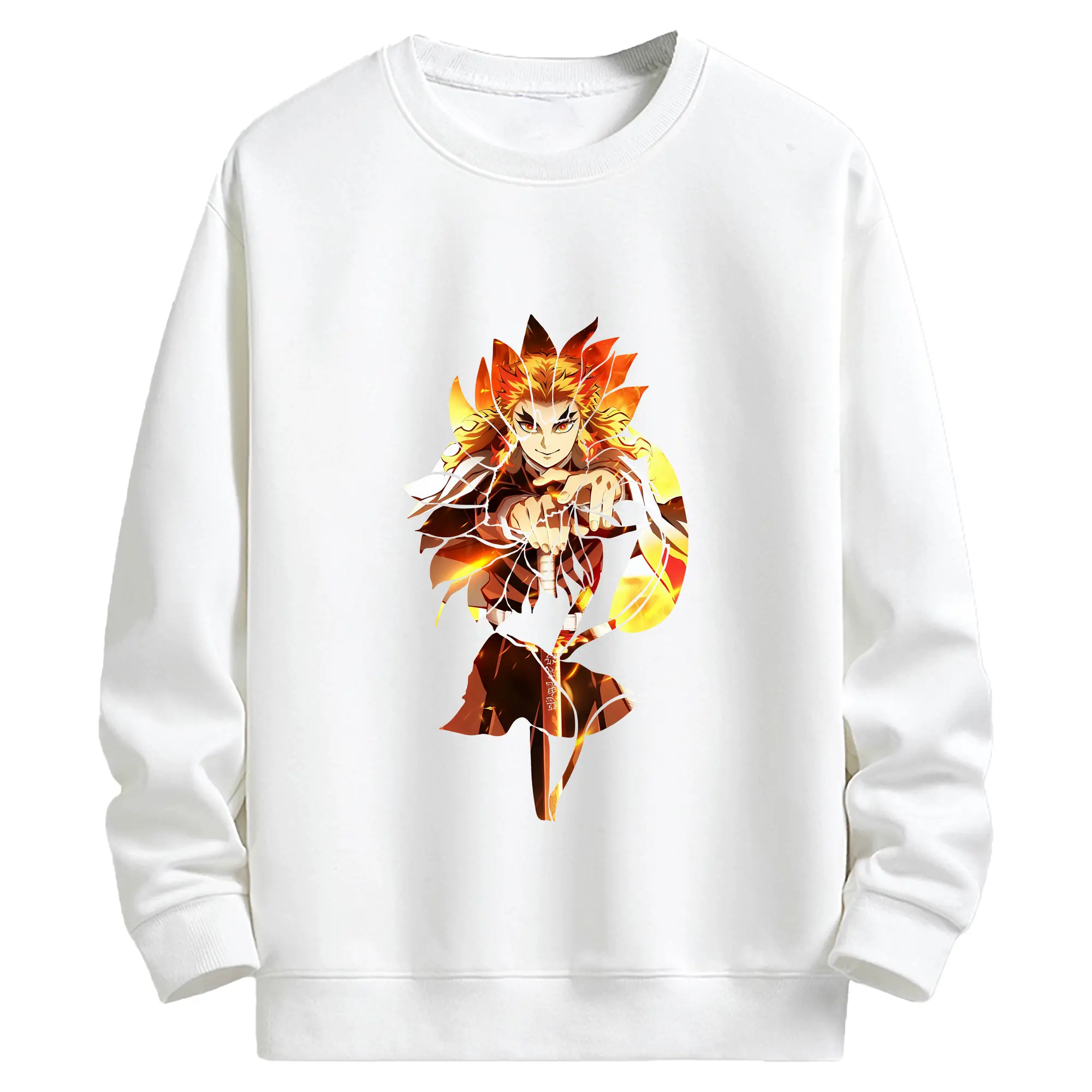 鬼滅の刃 グッズ,煉獄 杏寿郎 - キッズ クルーネックスウェットシャツ ・ フロントプリント ・ 綿80％ ポリエステル20％ ・ 快適 通学 スポーツ 日常使い お散歩用