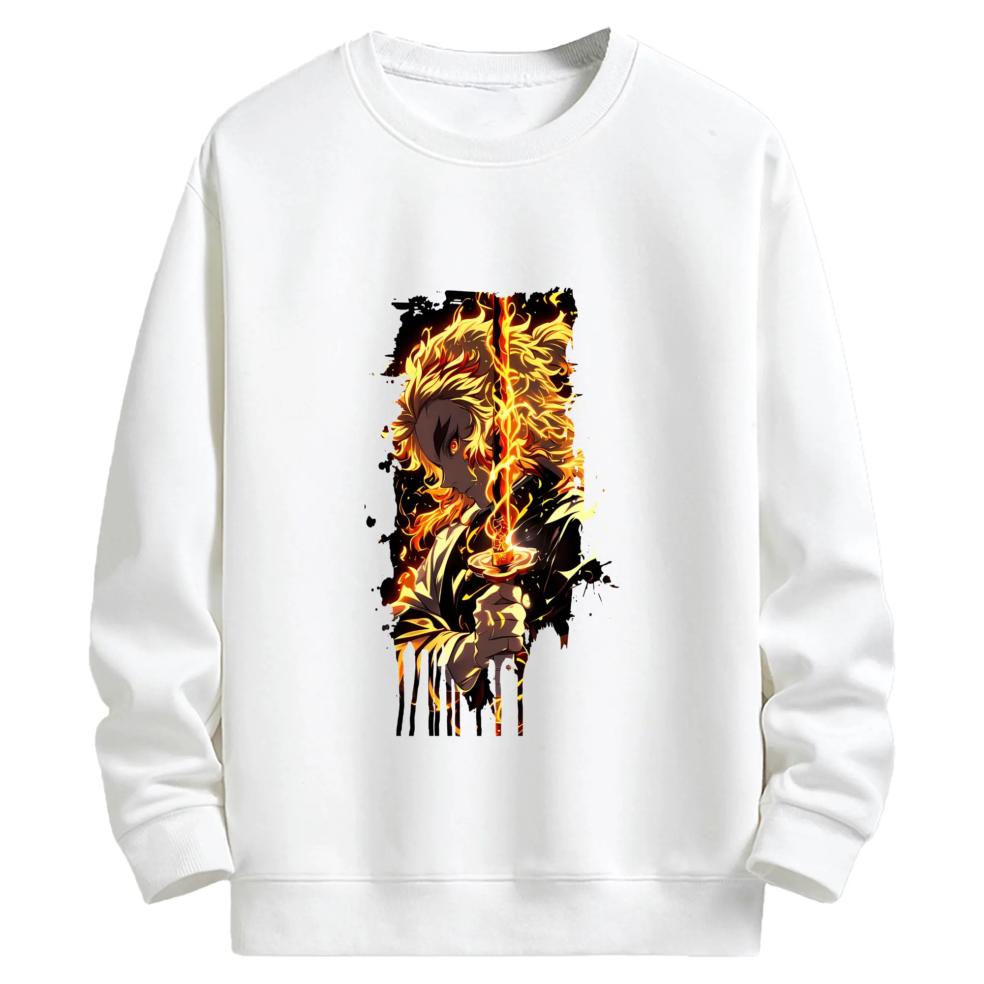 鬼滅の刃 グッズ,煉獄 杏寿郎 - キッズ クルーネックスウェットシャツ ・ フロントプリント ・ 綿80％ ポリエステル20％ ・ 快適 通学 スポーツ 日常使い お散歩用