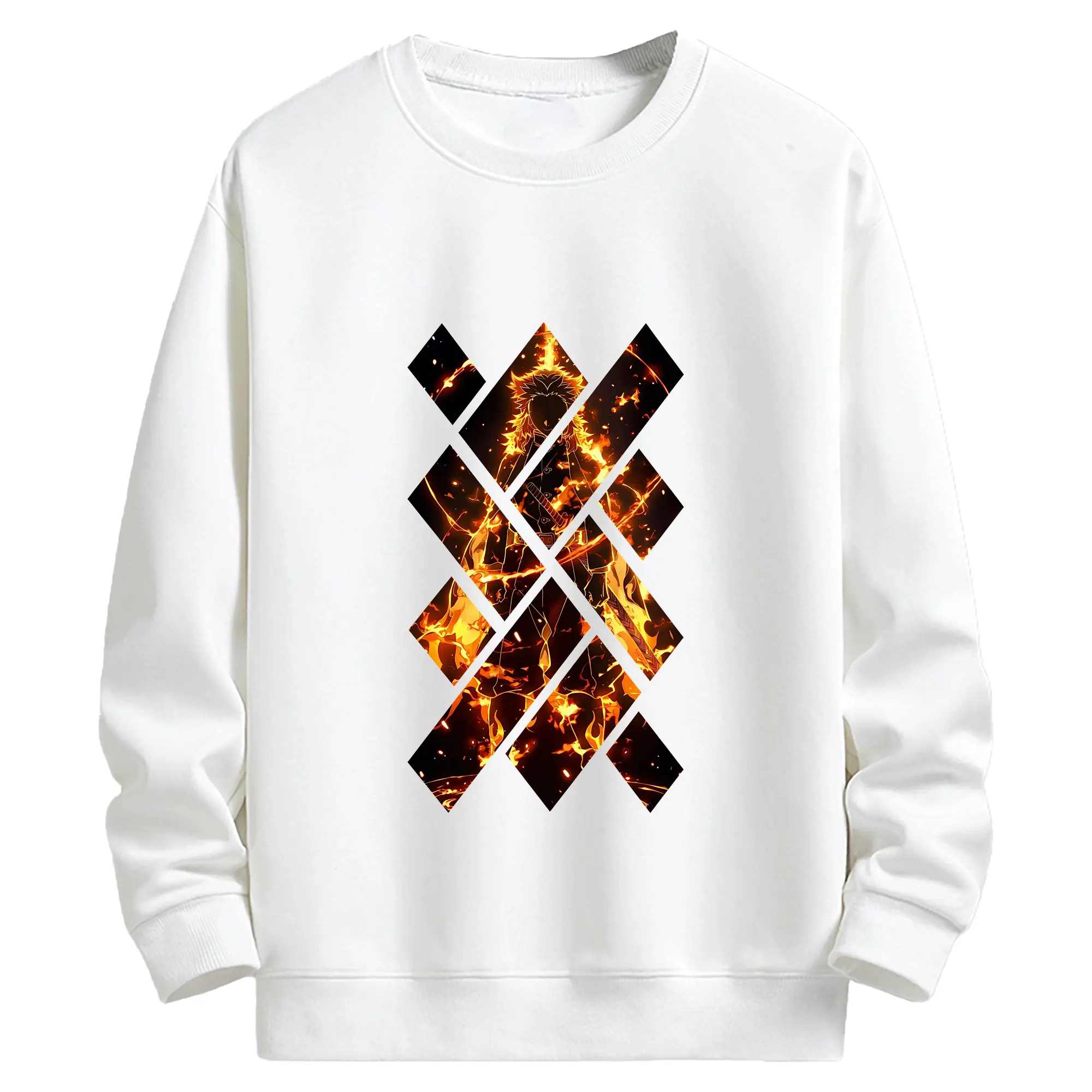 鬼滅の刃 グッズ,煉獄 杏寿郎 - キッズ クルーネックスウェットシャツ ・ フロントプリント ・ 綿80％ ポリエステル20％ ・ 快適 通学 スポーツ 日常使い お散歩用