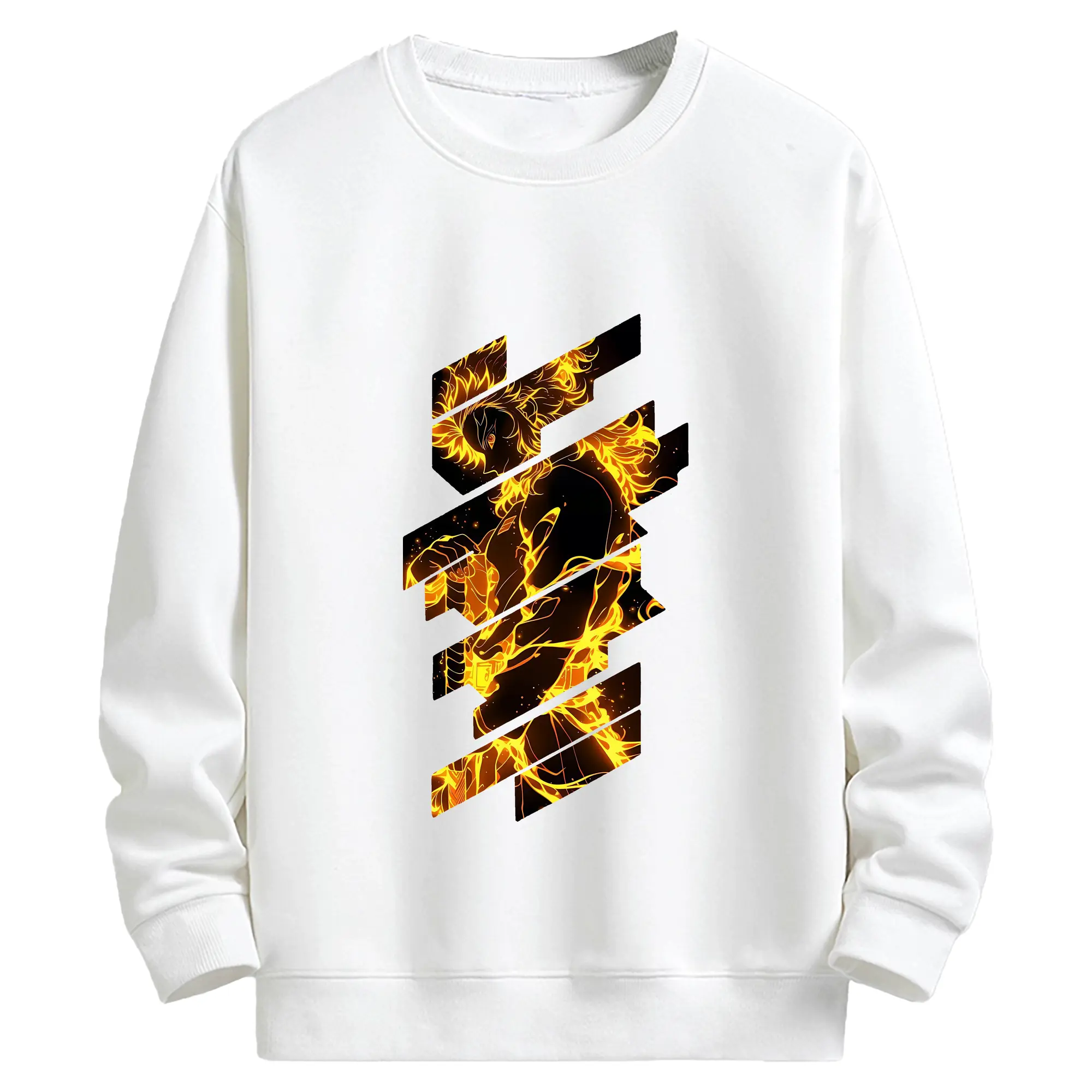 鬼滅の刃 グッズ,煉獄 杏寿郎 - キッズ クルーネックスウェットシャツ ・ フロントプリント ・ 綿80％ ポリエステル20％ ・ 快適 通学 スポーツ 日常使い お散歩用