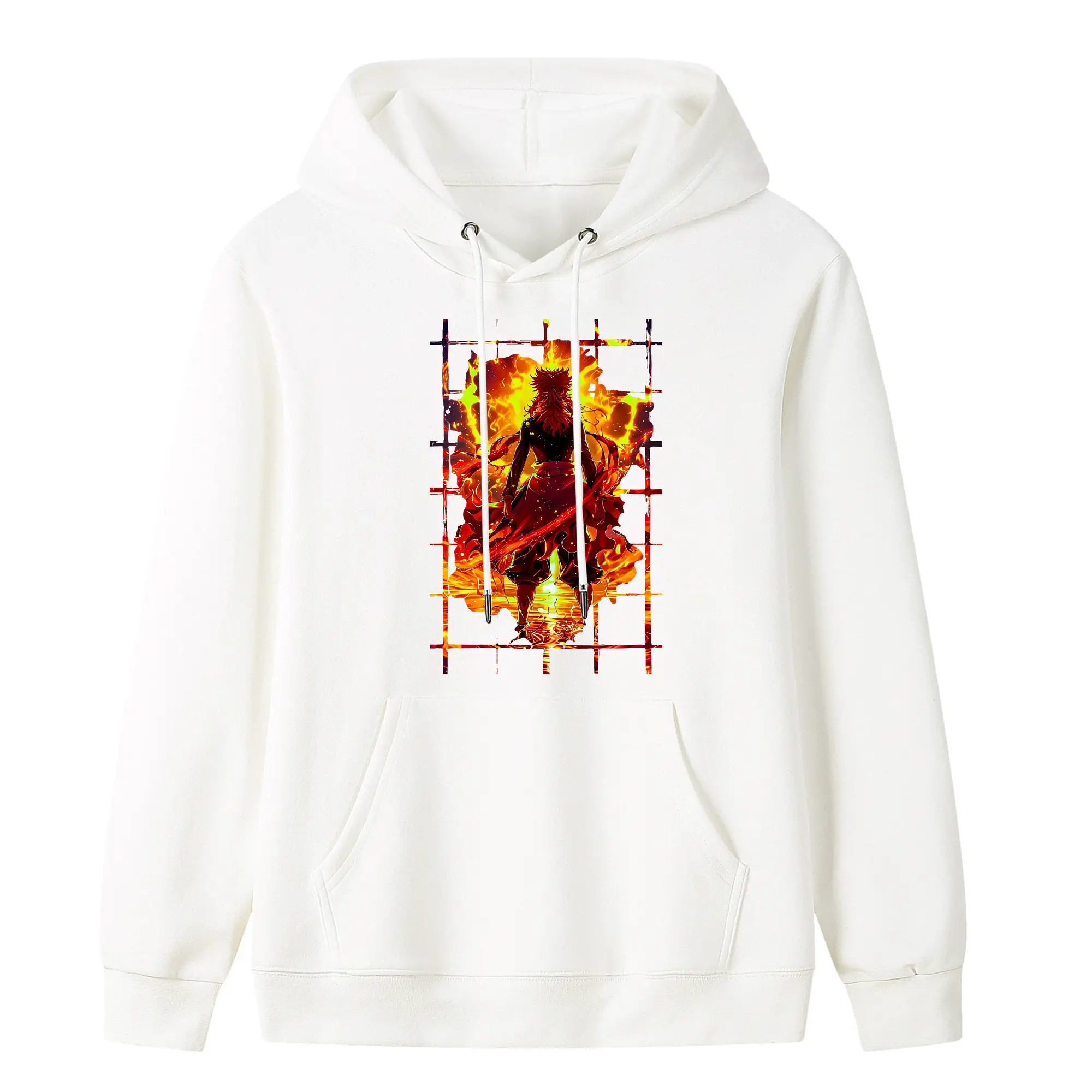 鬼滅の刃 グッズ,煉獄 杏寿郎 - キッズ フード付きパーカー ・ フロントプリント ・ ポリエステル100％ ・ 快適 通学 スポーツ 日常使い お散歩用