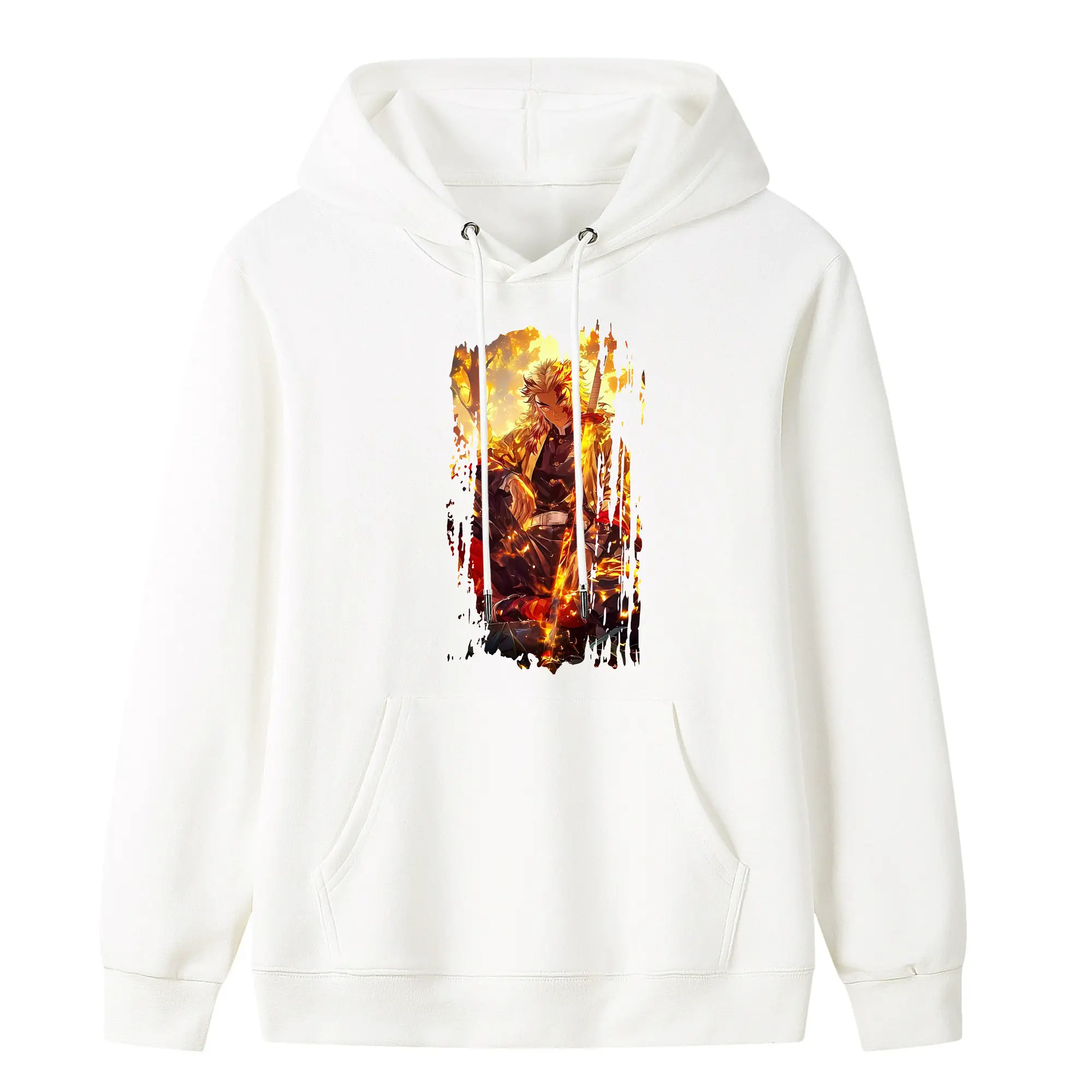 鬼滅の刃 グッズ,煉獄 杏寿郎 - キッズ フード付きパーカー ・ フロントプリント ・ ポリエステル100％ ・ 快適 通学 スポーツ 日常使い お散歩用