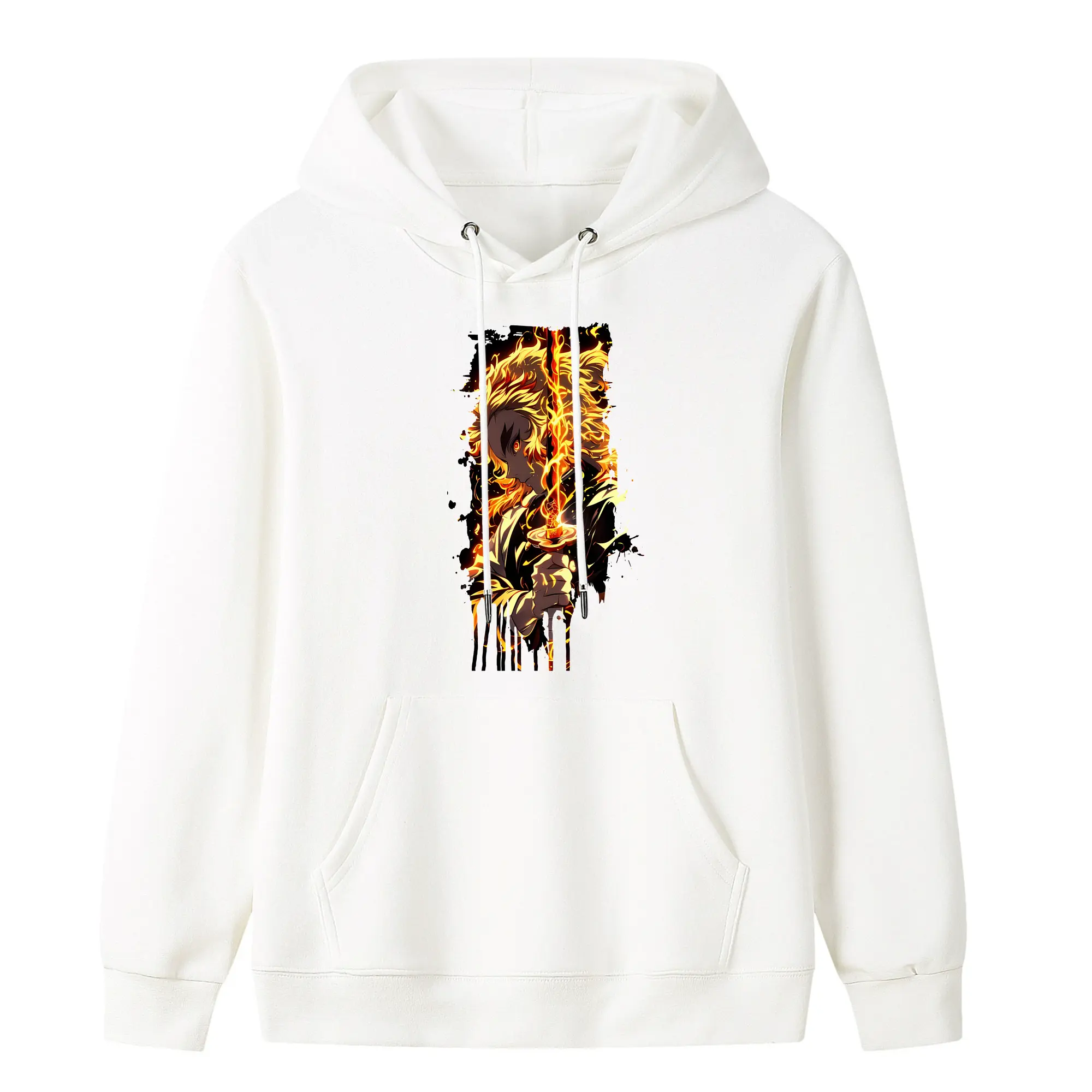 鬼滅の刃 グッズ,煉獄 杏寿郎 - キッズ フード付きパーカー ・ フロントプリント ・ ポリエステル100％ ・ 快適 通学 スポーツ 日常使い お散歩用