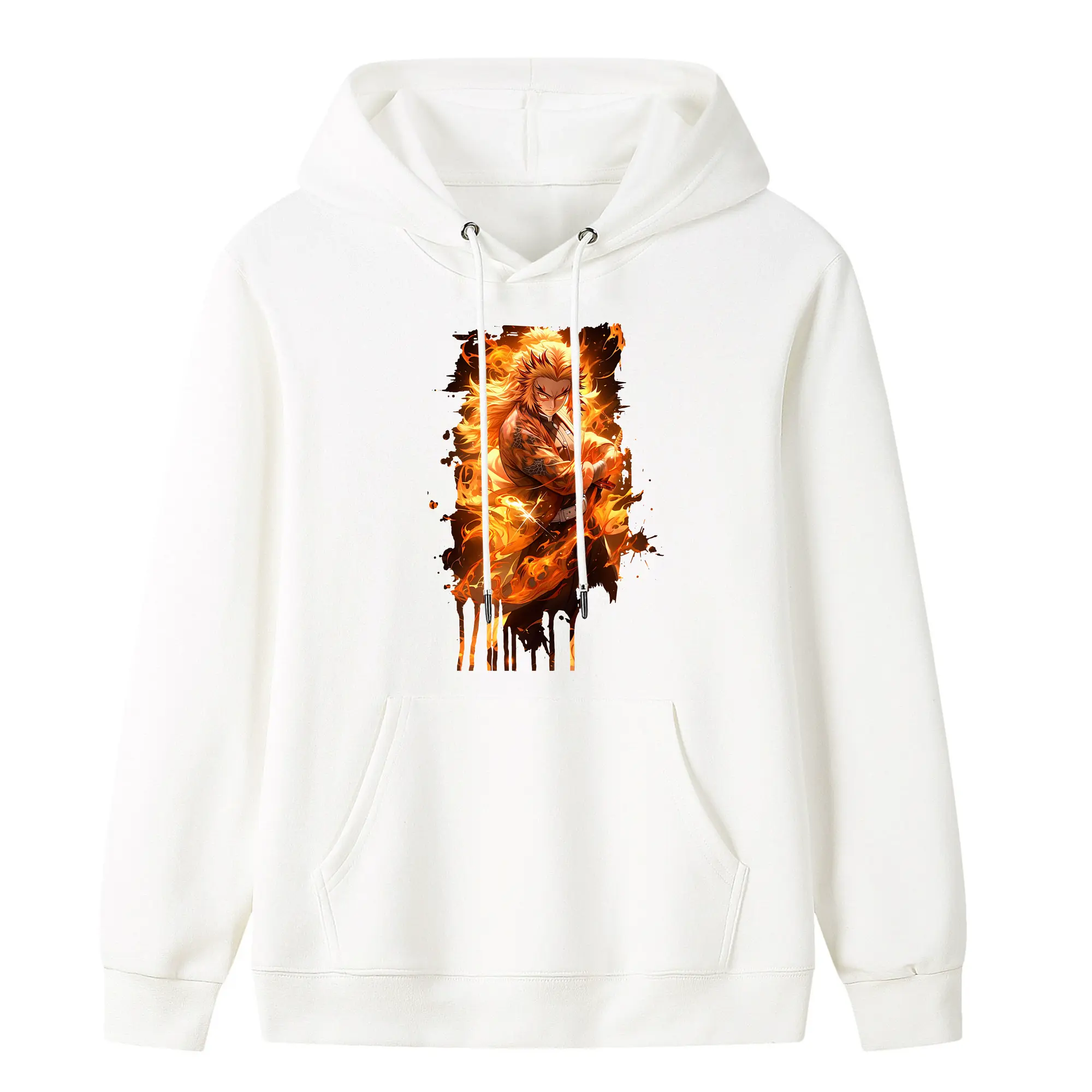 鬼滅の刃 グッズ,煉獄 杏寿郎 - キッズ フード付きパーカー ・ フロントプリント ・ ポリエステル100％ ・ 快適 通学 スポーツ 日常使い お散歩用