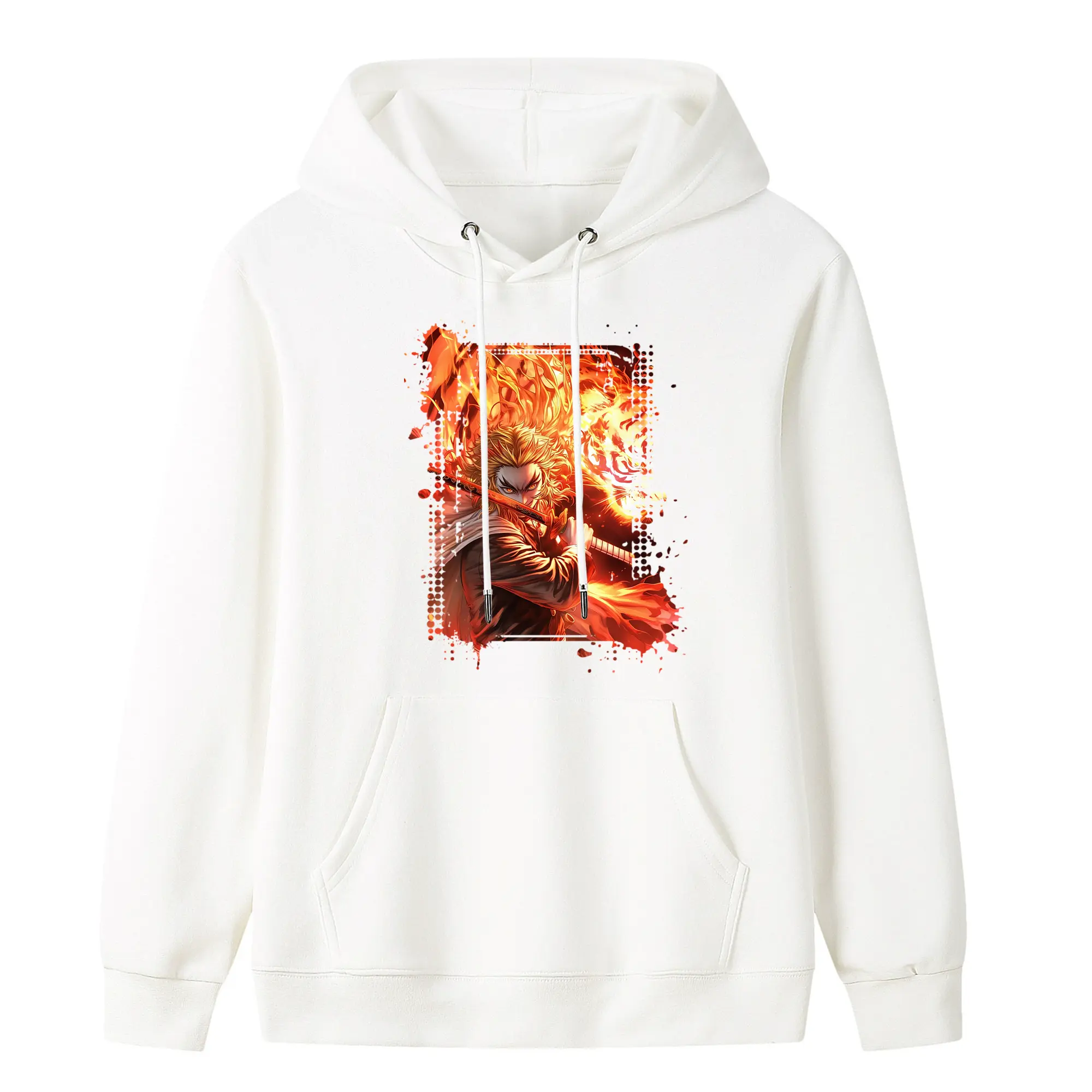 鬼滅の刃 グッズ,煉獄 杏寿郎 - キッズ フード付きパーカー ・ フロントプリント ・ ポリエステル100％ ・ 快適 通学 スポーツ 日常使い お散歩用