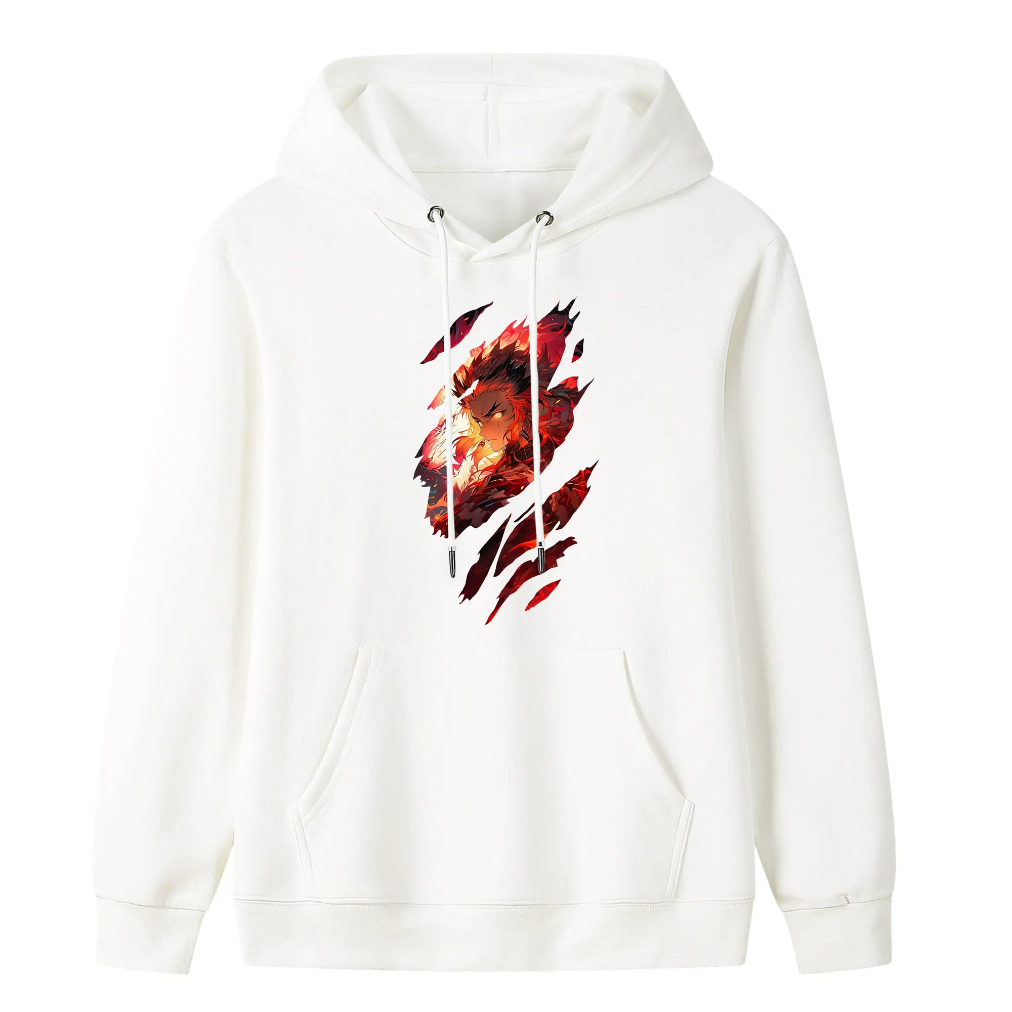 鬼滅の刃 グッズ,煉獄 杏寿郎 - キッズ フード付きパーカー ・ フロントプリント ・ ポリエステル100％ ・ 快適 通学 スポーツ 日常使い お散歩用