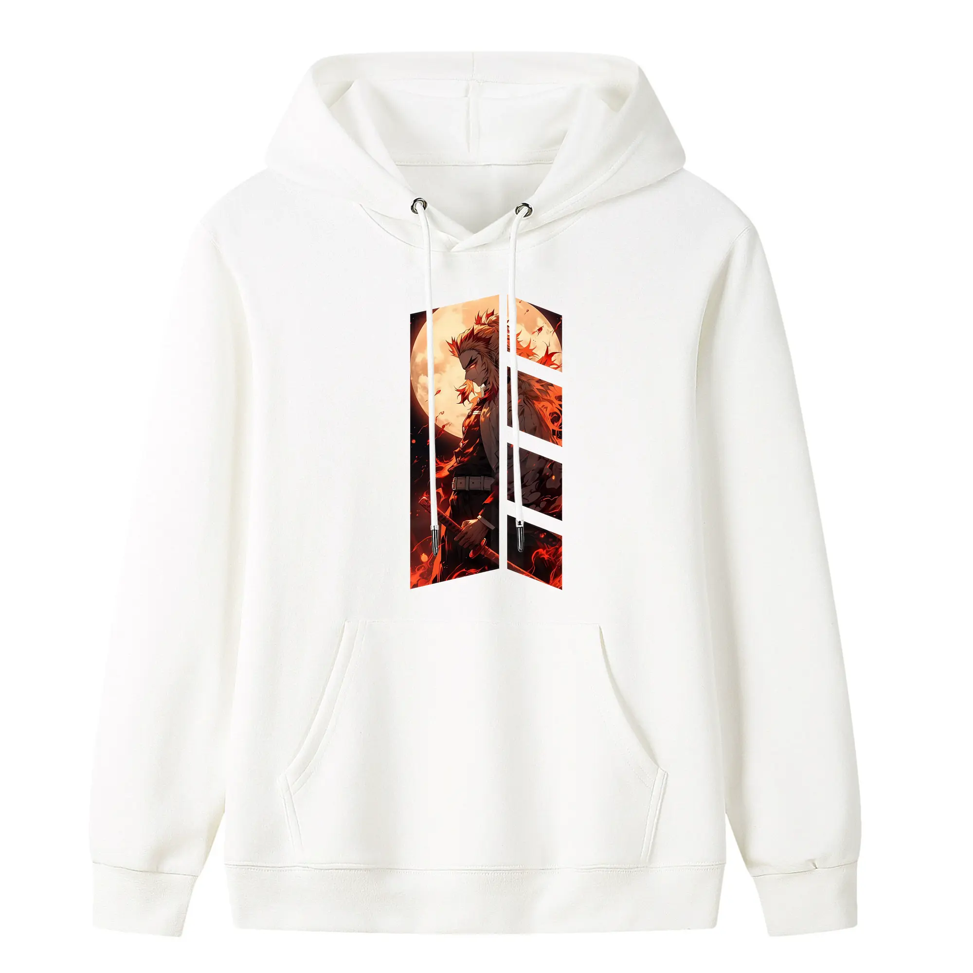 鬼滅の刃 グッズ,煉獄 杏寿郎 - キッズ フード付きパーカー ・ フロントプリント ・ ポリエステル100％ ・ 快適 通学 スポーツ 日常使い お散歩用