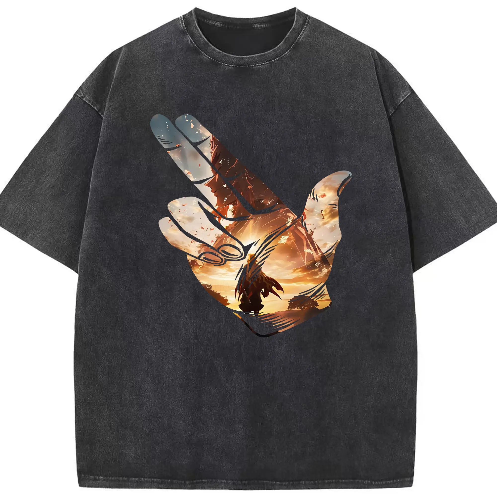 鬼滅の刃 グッズ,煉獄 杏寿郎 - 綿100％ ヴィンテージ風 半袖Tシャツ ・ フロントプリント ・ 柔らか肌触り ・ 通気性 快適 ・ スポーツ カジュアル 外出用