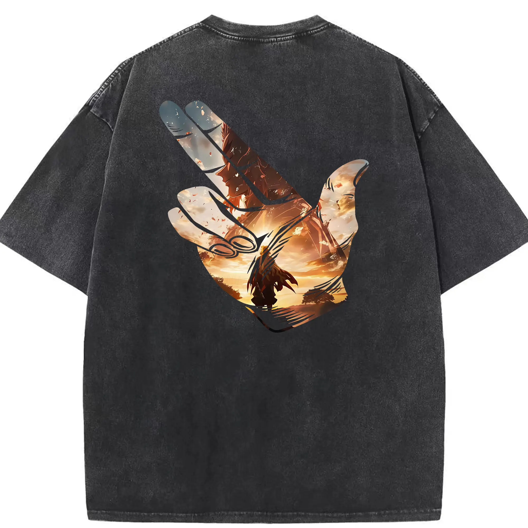 鬼滅の刃 グッズ,煉獄 杏寿郎 - 綿100％ ヴィンテージ風 半袖Tシャツ ・ 背面プリント ・ 柔らか肌触り ・ 通気性 快適 ・ スポーツ カジュアル 外出用