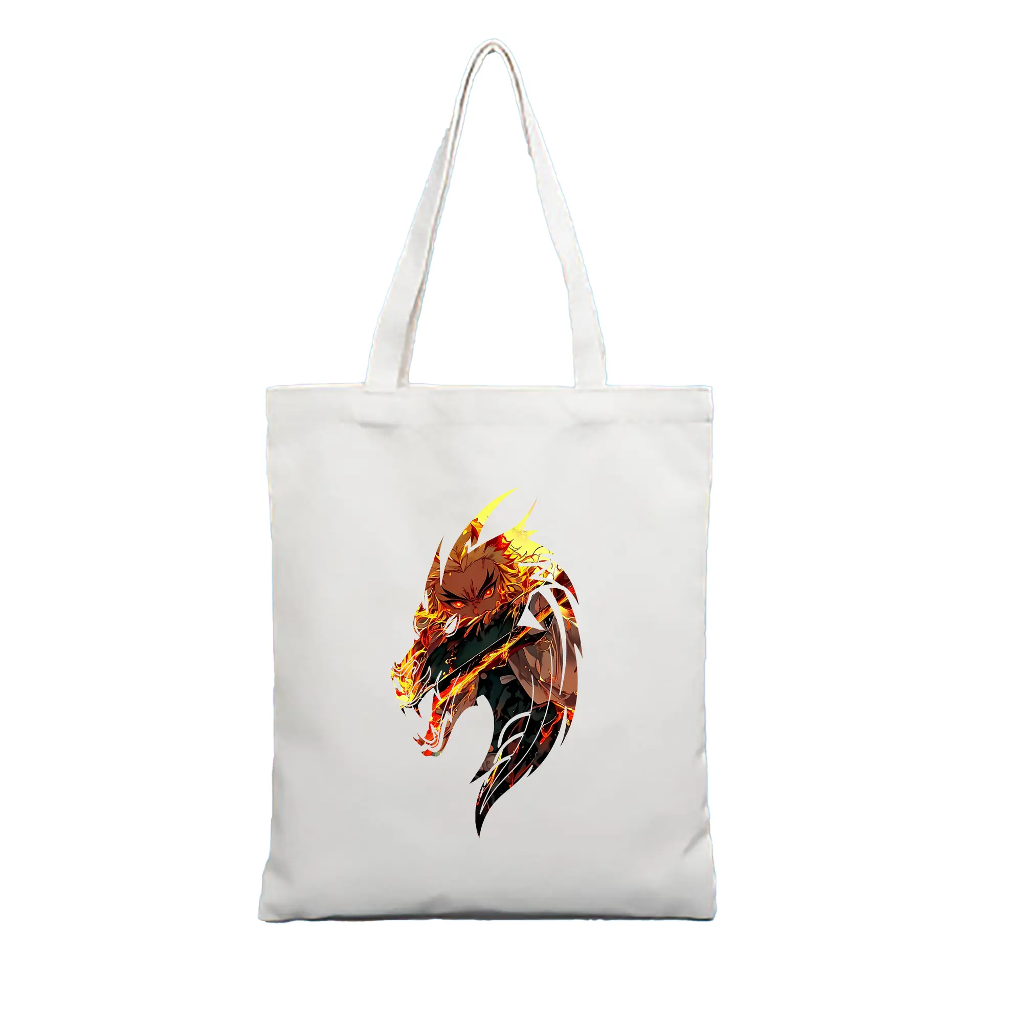 鬼滅の刃 グッズ,煉獄 杏寿郎 - 縦型キャンバス手提げバッグ（トートバッグ） ・ キャンバス素材 ・ ショッピング用 ・ 軽量 丈夫 お手入れ簡単