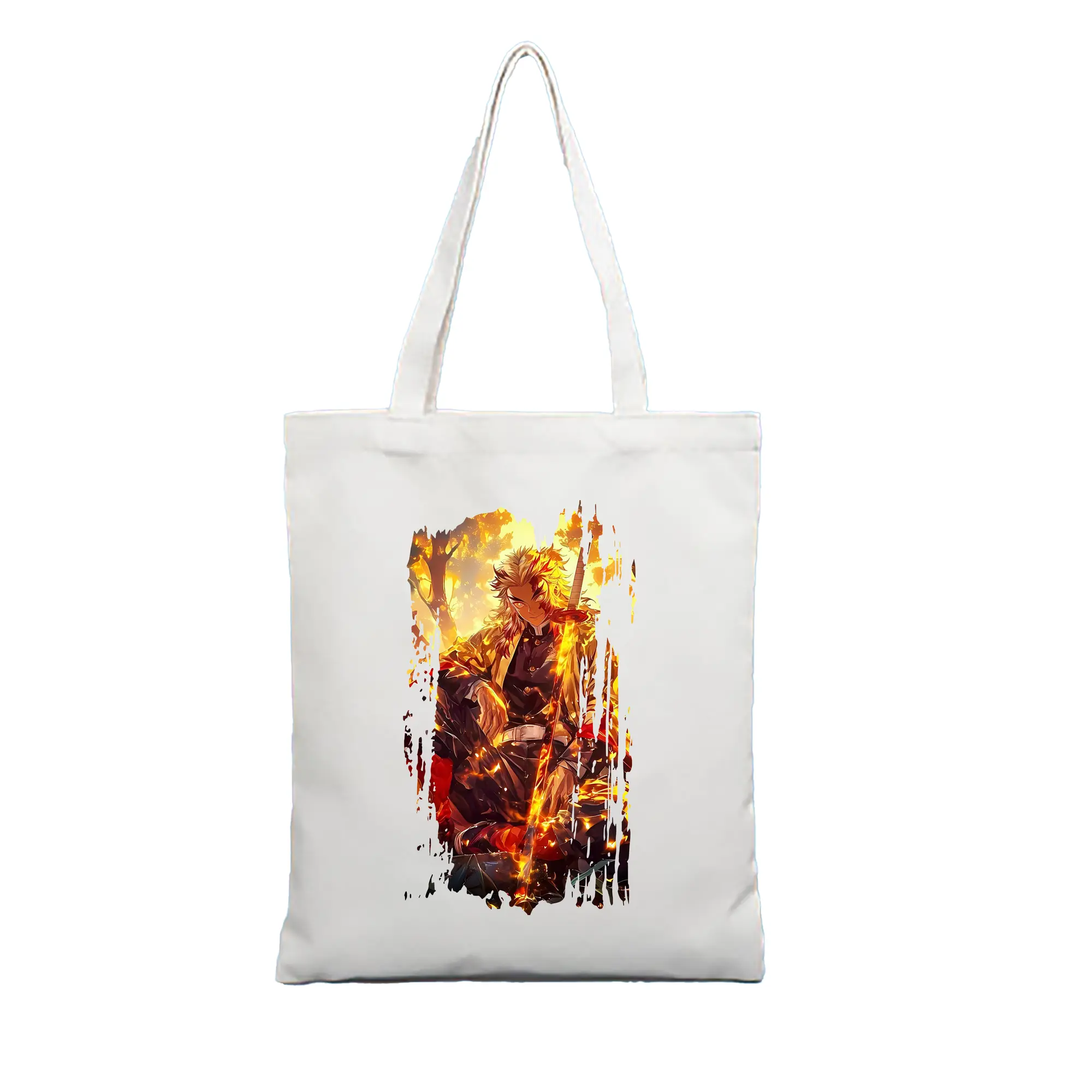 鬼滅の刃 グッズ,煉獄 杏寿郎 - 縦型キャンバス手提げバッグ（トートバッグ） ・ キャンバス素材 ・ ショッピング用 ・ 軽量 丈夫 お手入れ簡単