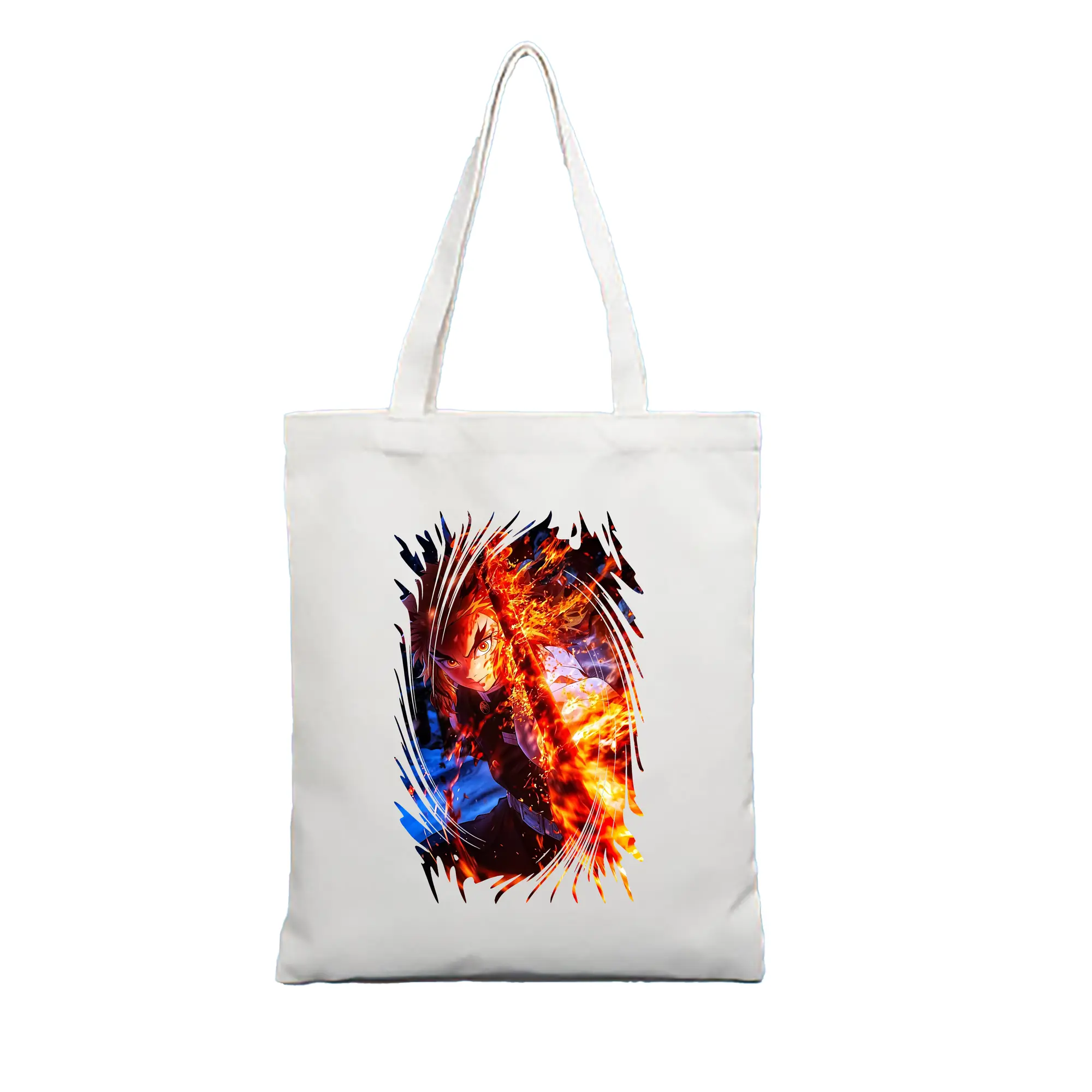 鬼滅の刃 グッズ,煉獄 杏寿郎 - 縦型キャンバス手提げバッグ（トートバッグ） ・ キャンバス素材 ・ ショッピング用 ・ 軽量 丈夫 お手入れ簡単