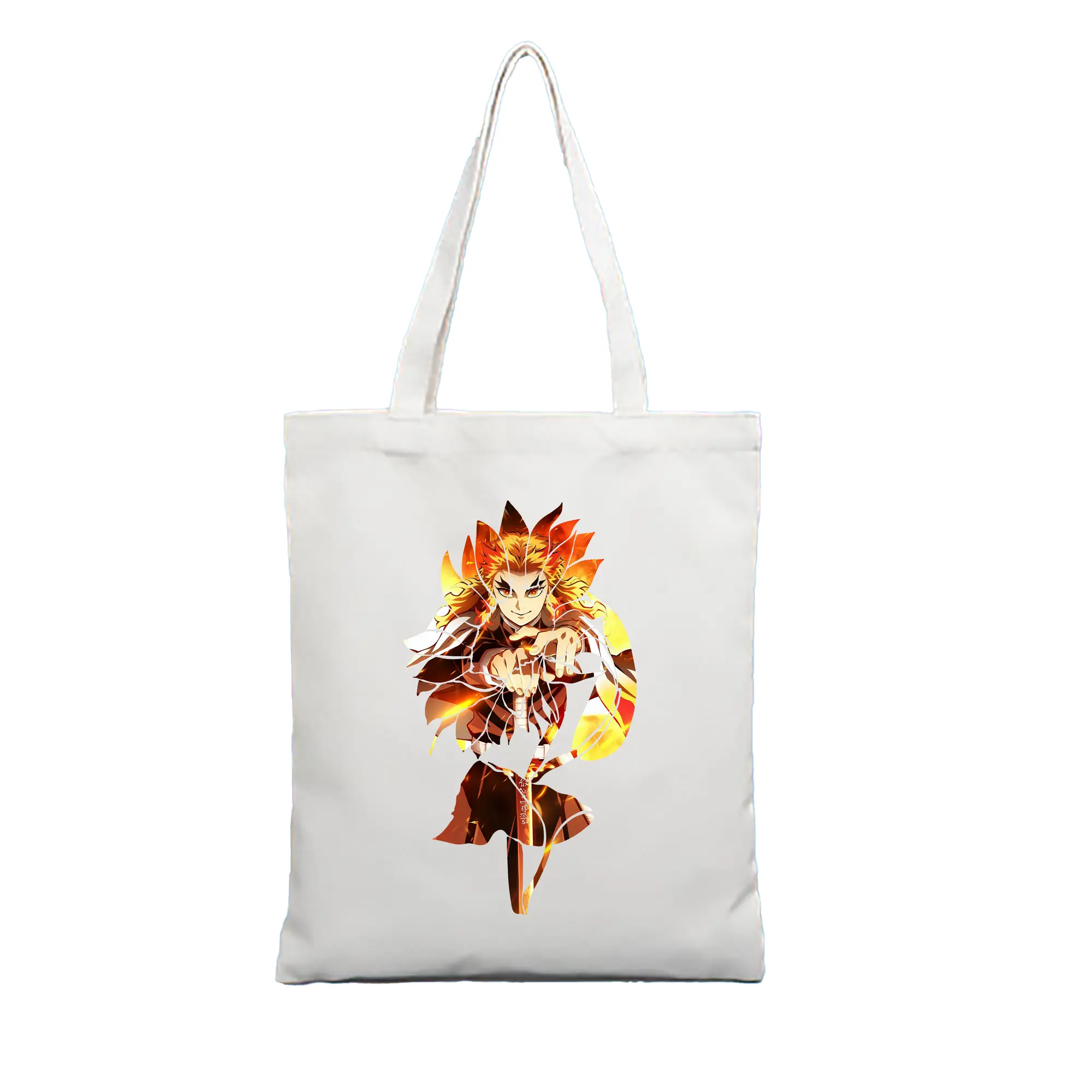 鬼滅の刃 グッズ,煉獄 杏寿郎 - 縦型キャンバス手提げバッグ（トートバッグ） ・ キャンバス素材 ・ ショッピング用 ・ 軽量 丈夫 お手入れ簡単