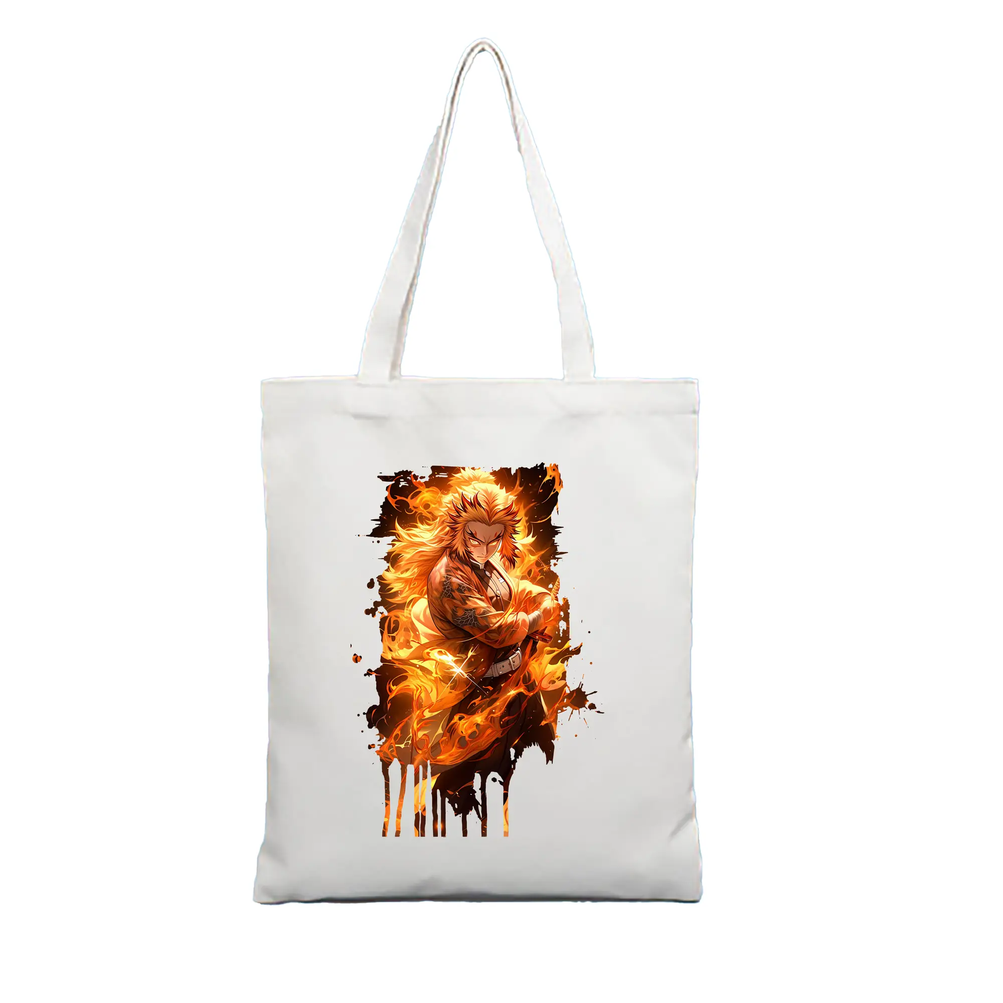 鬼滅の刃 グッズ,煉獄 杏寿郎 - 縦型キャンバス手提げバッグ（トートバッグ） ・ キャンバス素材 ・ ショッピング用 ・ 軽量 丈夫 お手入れ簡単
