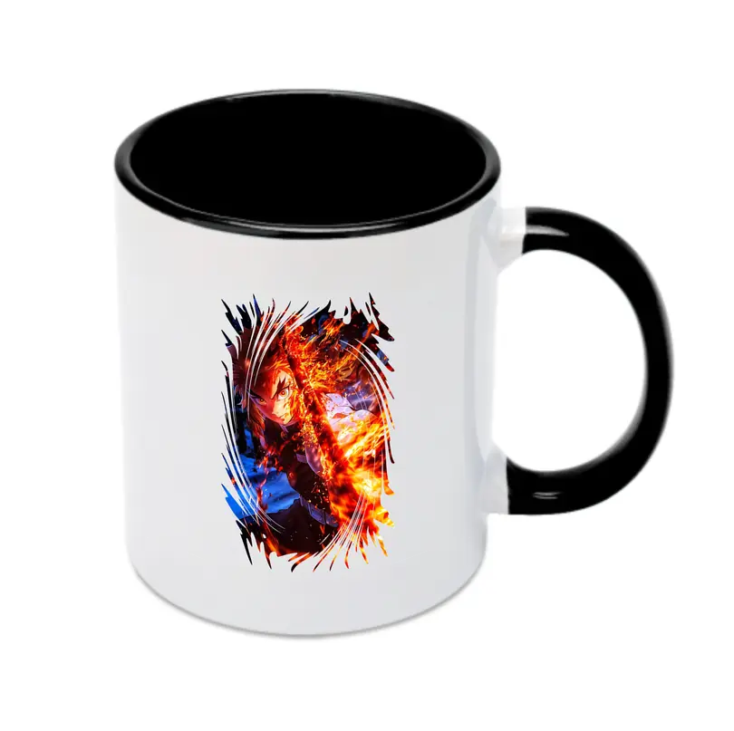 鬼滅の刃 グッズ,煉獄 杏寿郎 - カラフルマグカップ ・ 陶器 ・ 熱転写プリント ・ 鮮やかデザイン ・ 耐久性 高品質 ・ コーヒー お茶 ギフト用