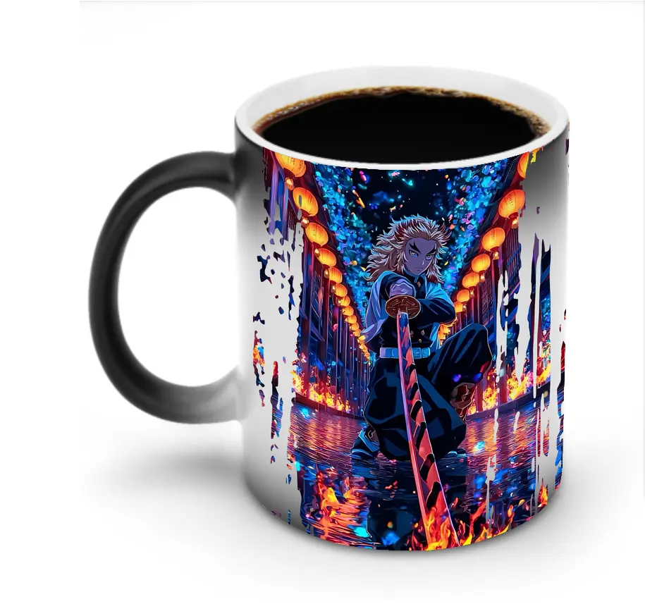 鬼滅の刃 グッズ,煉獄 杏寿郎 - 変色マグカップ ・ セラミック ・ 熱転写プリント ・ 耐久性 高品質 ・ ギフト・自宅用 コーヒー お茶