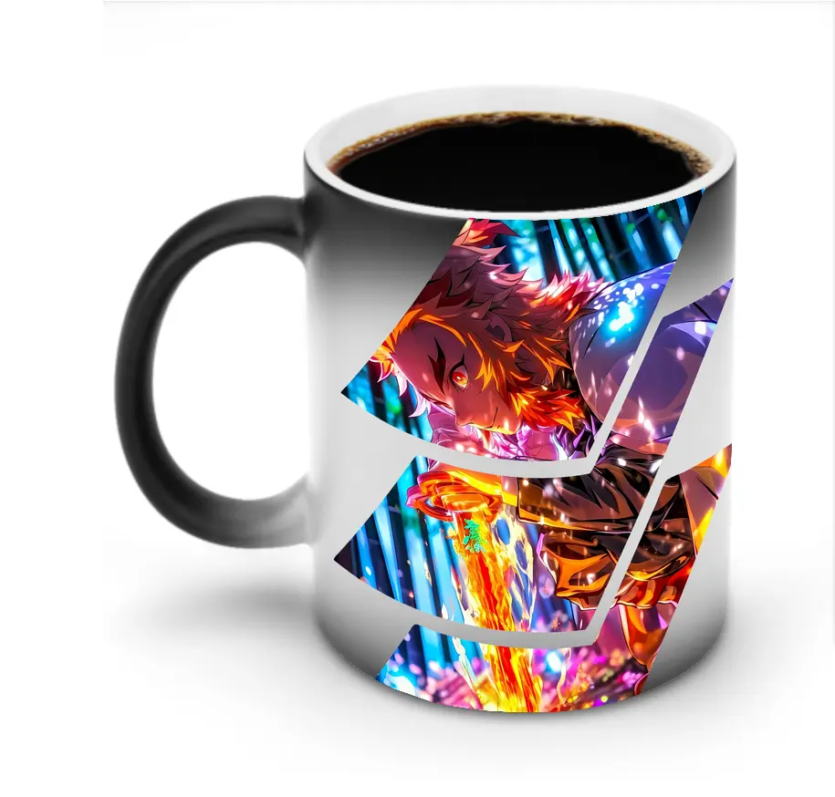 鬼滅の刃 グッズ,煉獄 杏寿郎 - 変色マグカップ ・ セラミック ・ 熱転写プリント ・ 耐久性 高品質 ・ ギフト・自宅用 コーヒー お茶