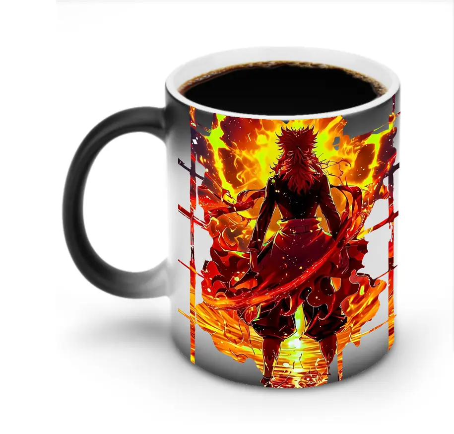 鬼滅の刃 グッズ,煉獄 杏寿郎 - 変色マグカップ ・ セラミック ・ 熱転写プリント ・ 耐久性 高品質 ・ ギフト・自宅用 コーヒー お茶