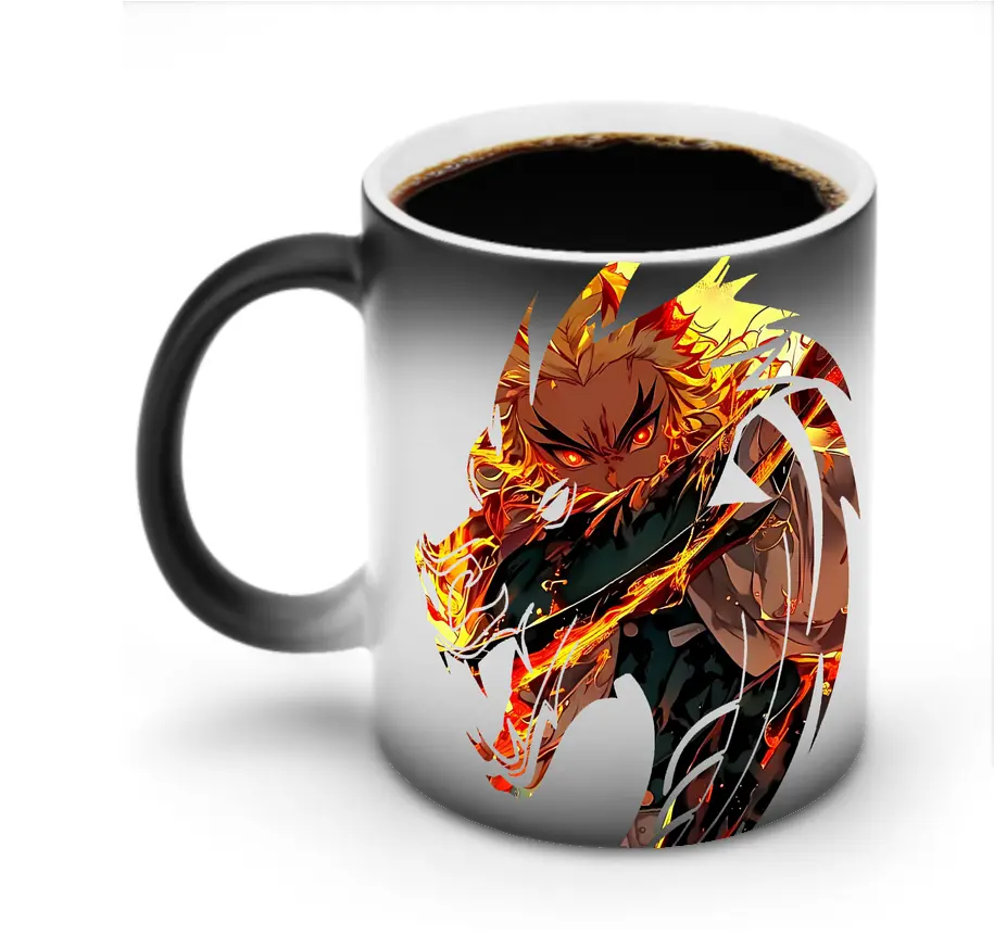 鬼滅の刃 グッズ,煉獄 杏寿郎 - 変色マグカップ ・ セラミック ・ 熱転写プリント ・ 耐久性 高品質 ・ ギフト・自宅用 コーヒー お茶