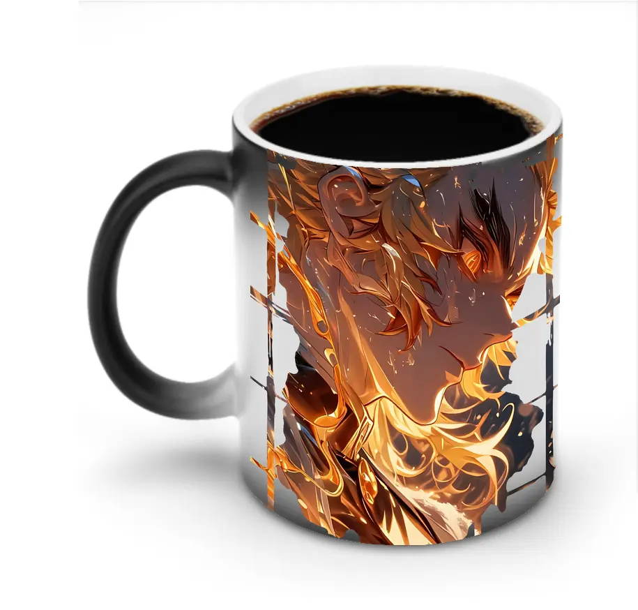 鬼滅の刃 グッズ,煉獄 杏寿郎 - 変色マグカップ ・ セラミック ・ 熱転写プリント ・ 耐久性 高品質 ・ ギフト・自宅用 コーヒー お茶