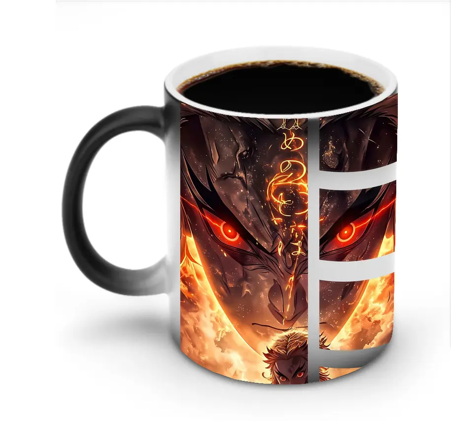 鬼滅の刃 グッズ,煉獄 杏寿郎 - 変色マグカップ ・ セラミック ・ 熱転写プリント ・ 耐久性 高品質 ・ ギフト・自宅用 コーヒー お茶