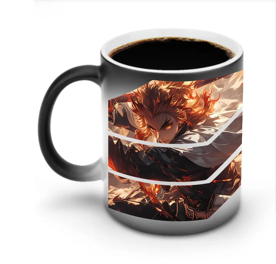 鬼滅の刃 グッズ,煉獄 杏寿郎 - 変色マグカップ ・ セラミック ・ 熱転写プリント ・ 耐久性 高品質 ・ ギフト・自宅用 コーヒー お茶