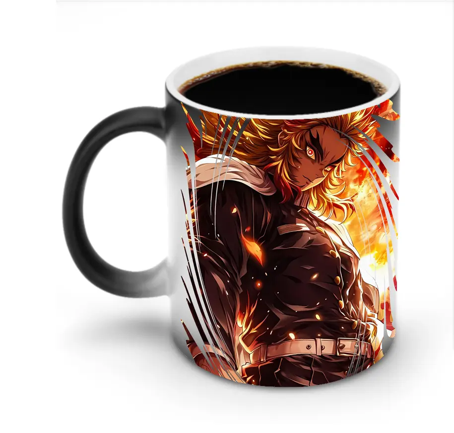 鬼滅の刃 グッズ,煉獄 杏寿郎 - 変色マグカップ ・ セラミック ・ 熱転写プリント ・ 耐久性 高品質 ・ ギフト・自宅用 コーヒー お茶