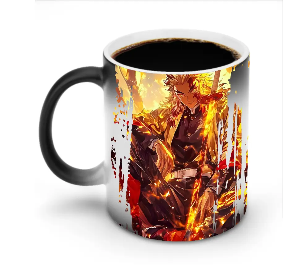 鬼滅の刃 グッズ,煉獄 杏寿郎 - 変色マグカップ ・ セラミック ・ 熱転写プリント ・ 耐久性 高品質 ・ ギフト・自宅用 コーヒー お茶